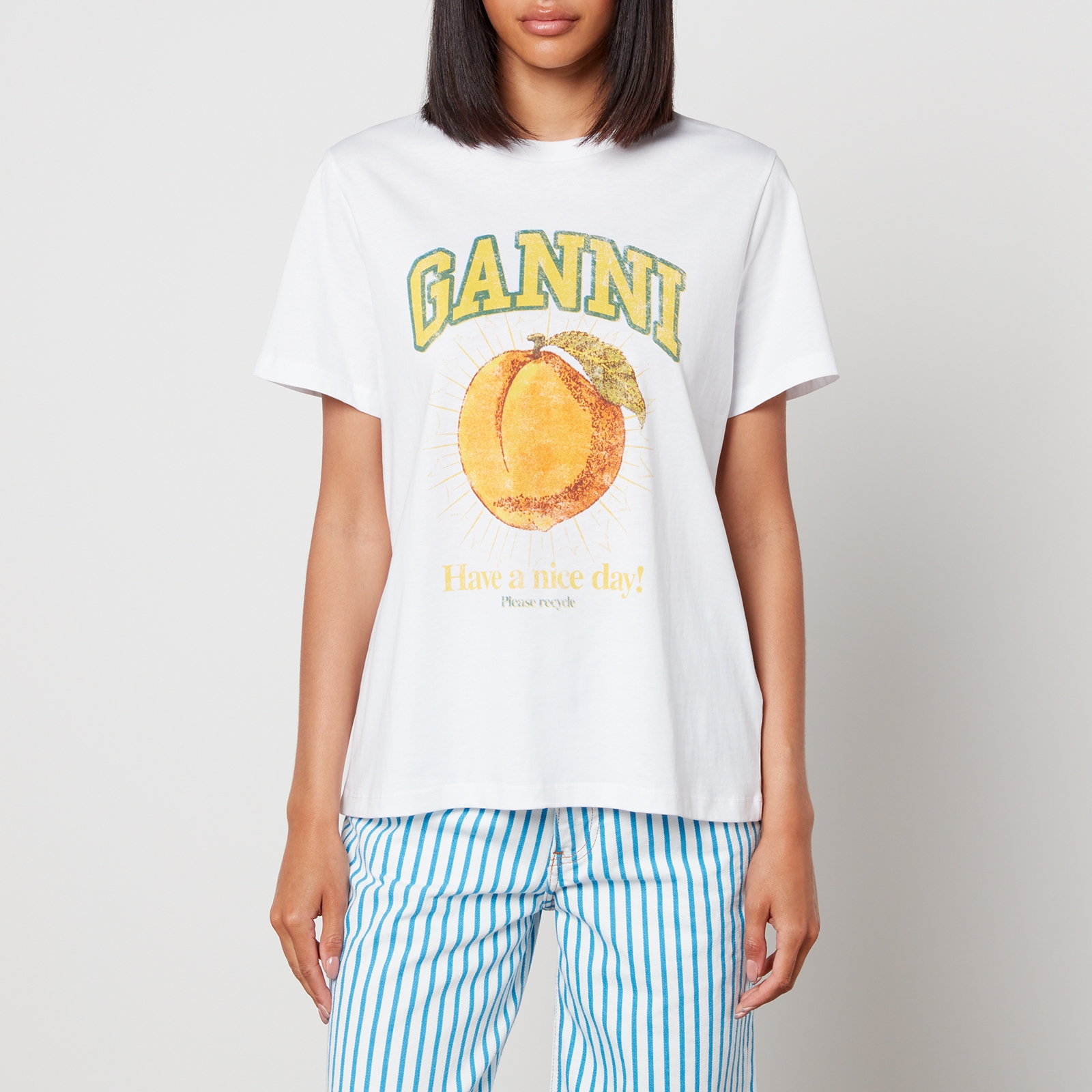 Ganni Basic Peach Organic Cotton-Jersey T-Shirt - XS