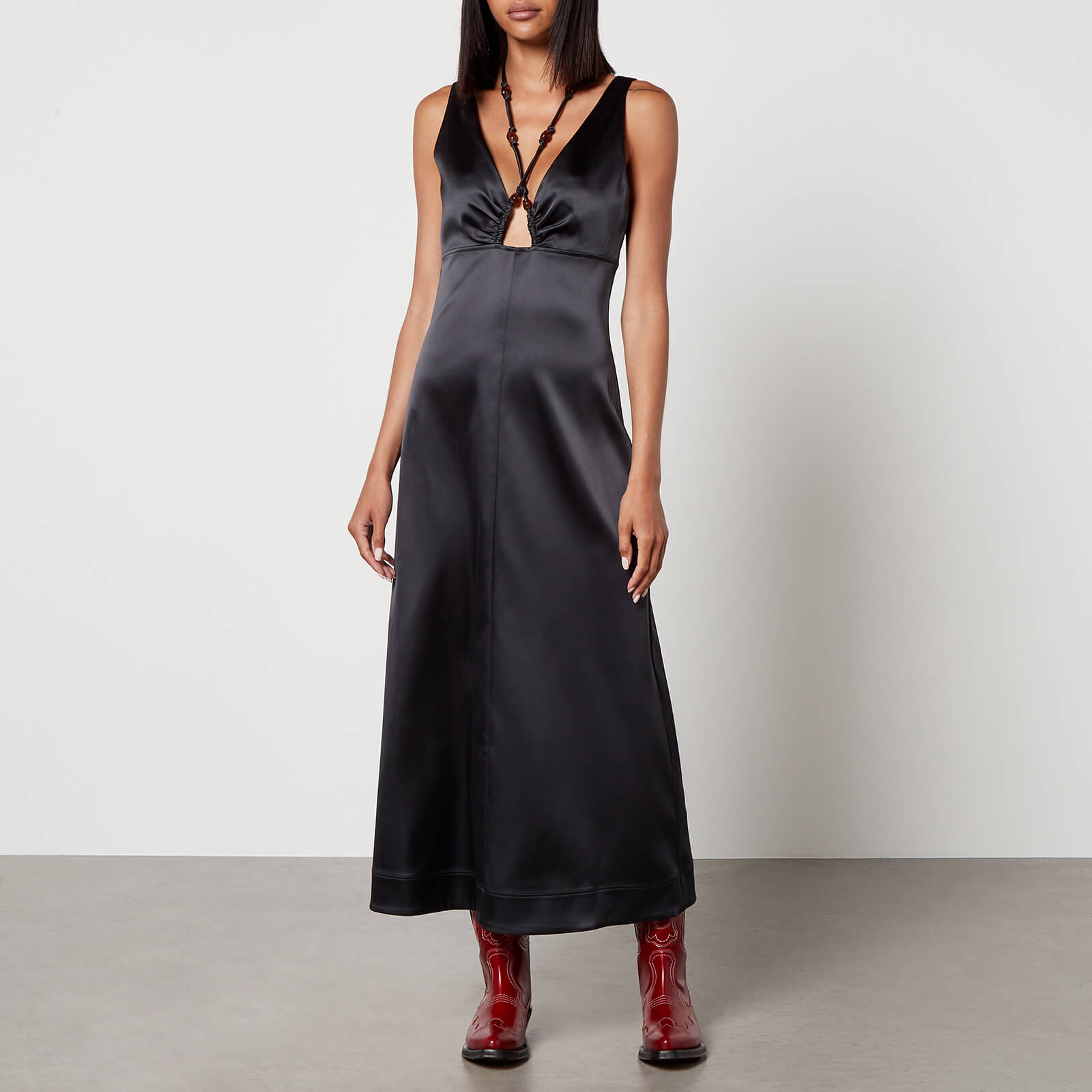 Ganni Satin Halterneck Midi Dress - EU 38/UK 10