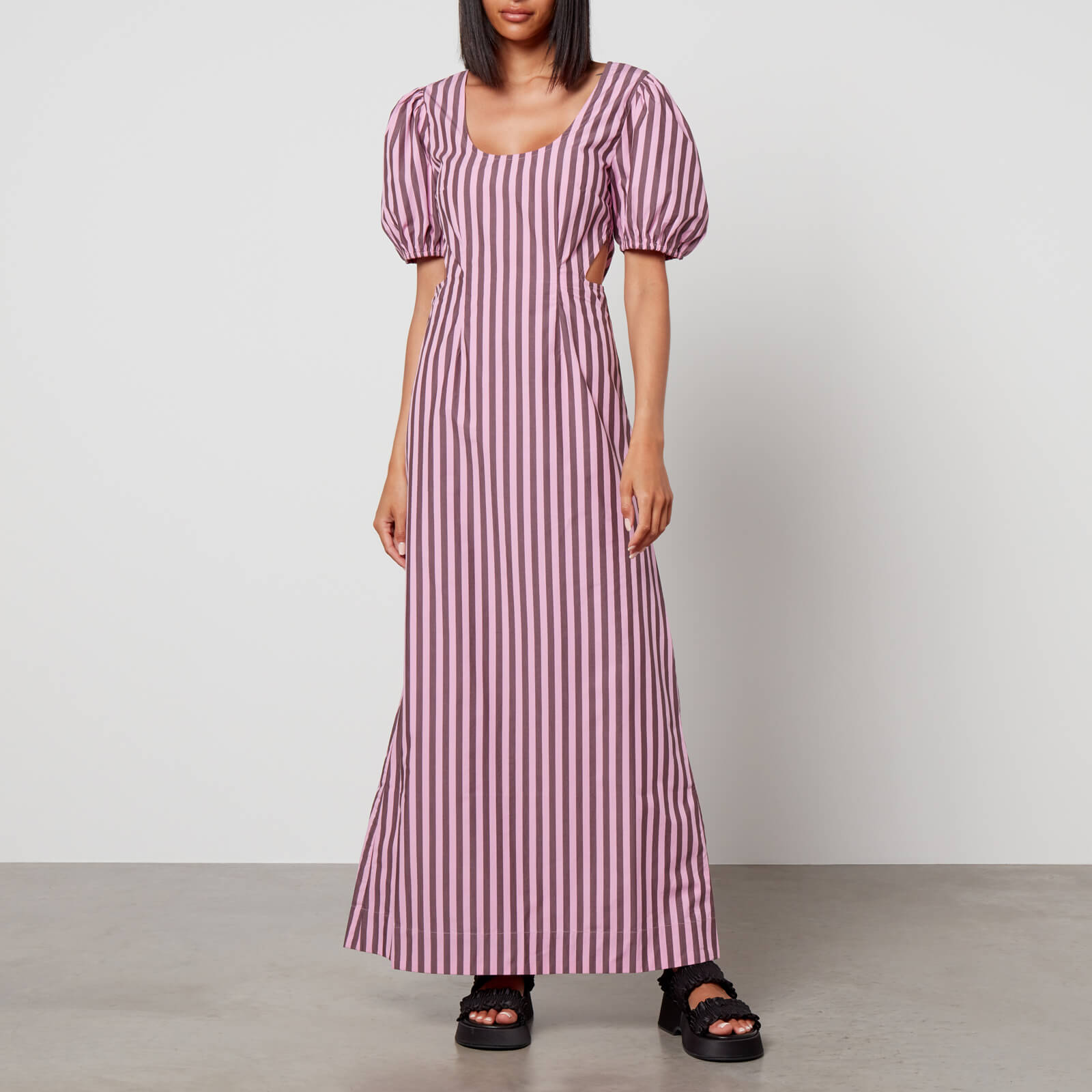 Ganni Striped Organic Cotton Midi Dress - EU 34/UK 6