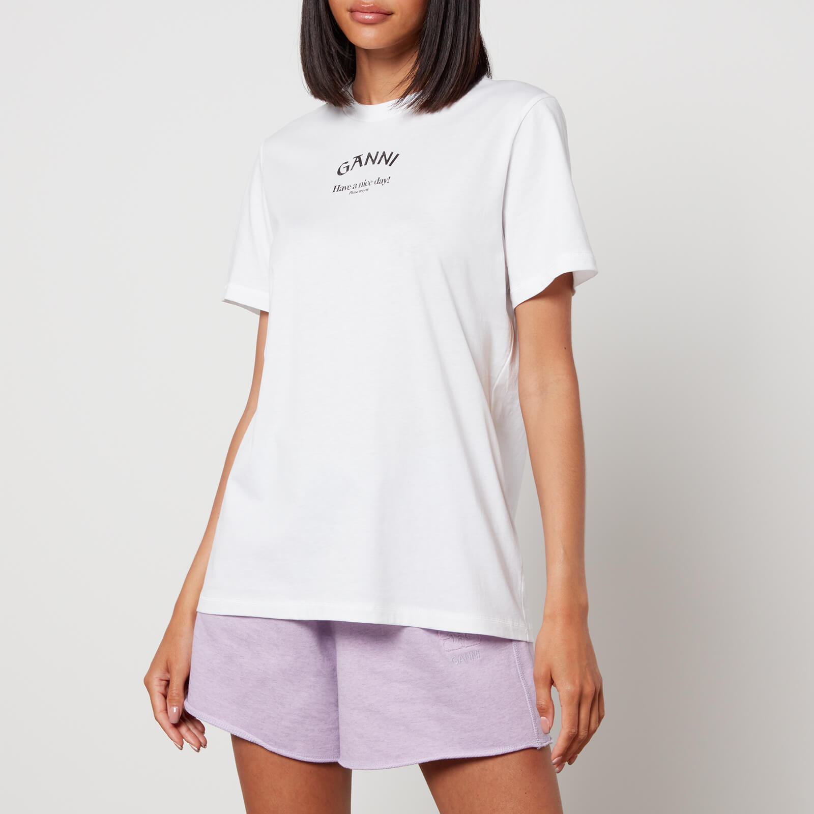 Ganni Logo-Print Cotton-Jersey T-Shirt - XS