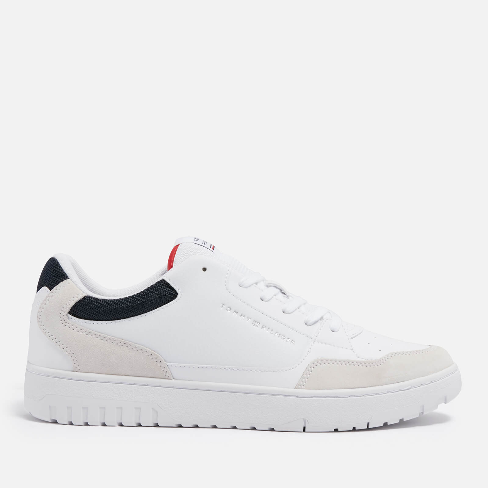 Tommy Hilfiger Men's Core Leather Basket Trainers - Uk White Size 9 - Image 1