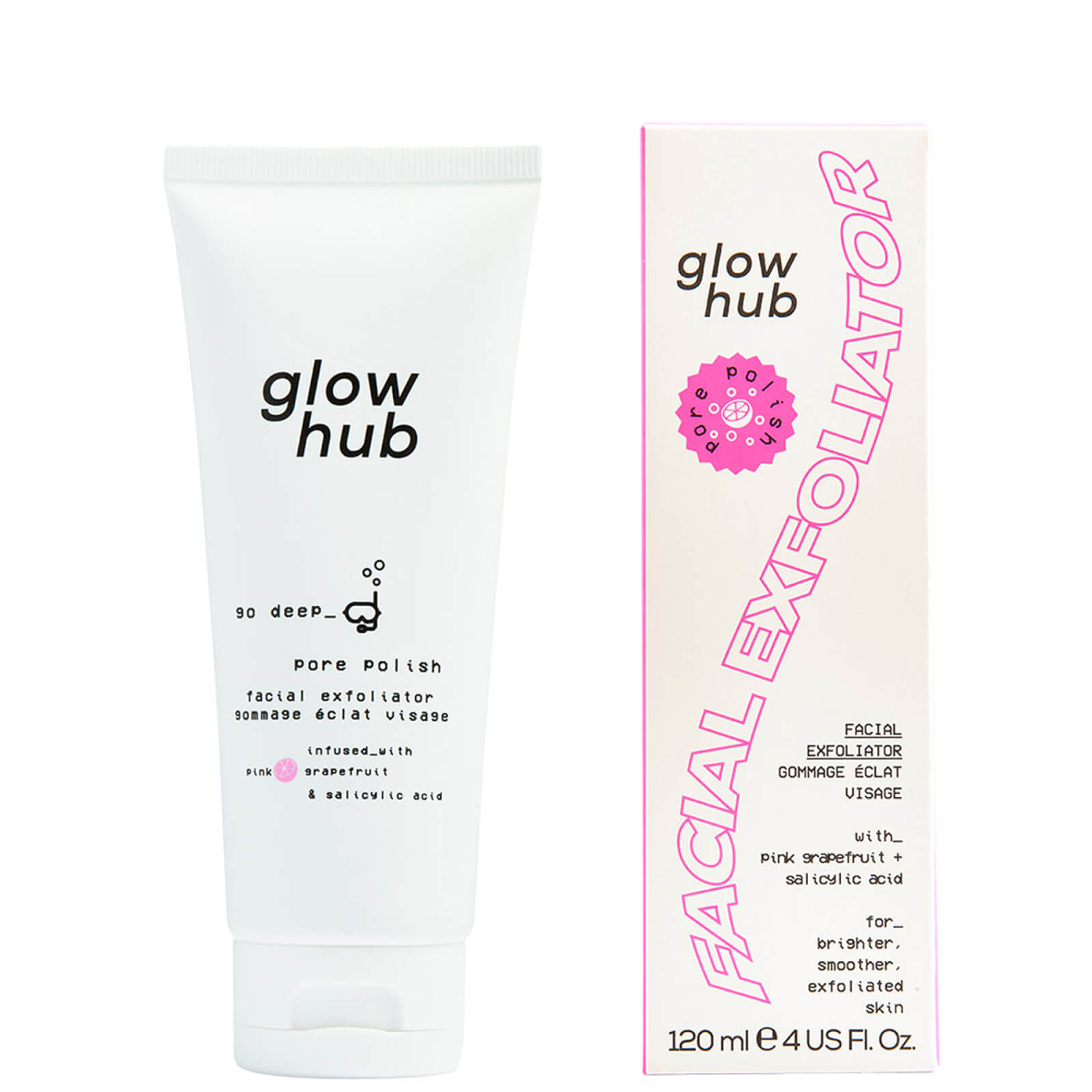 Glow Hub Pore Polish Facial Exfoliator 120ml In White