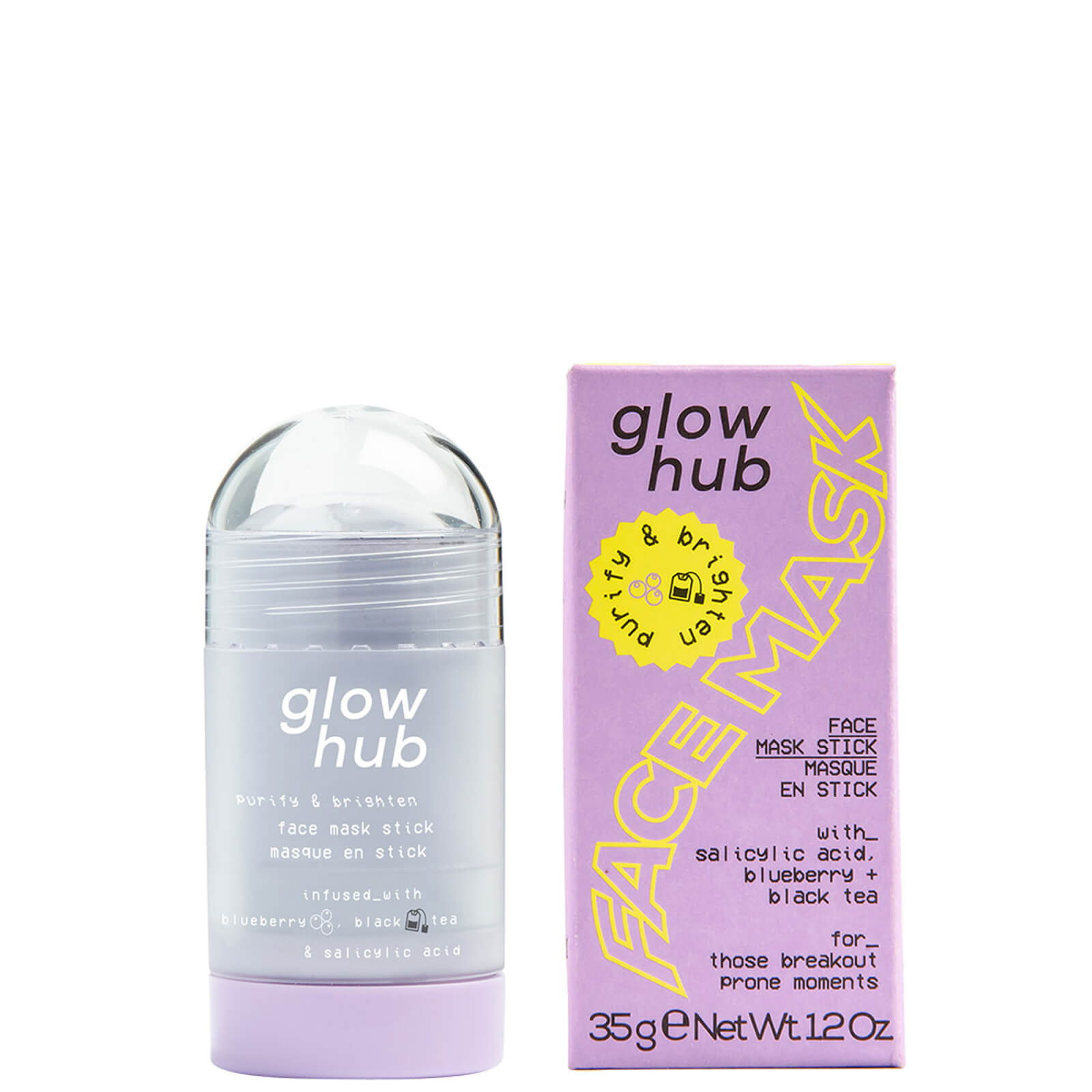 Glow Hub Purify And Brighten Face Mask Stick 35g In Purple