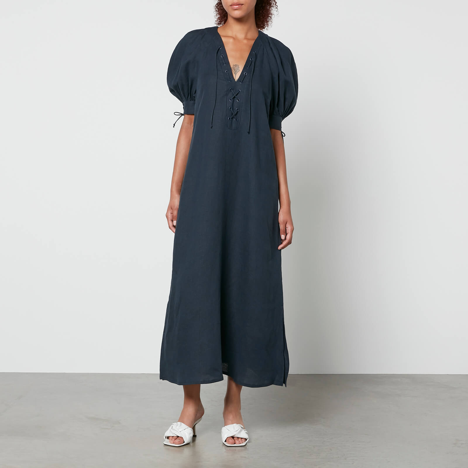 Sleeper Garden Linen Midi Dress - XS