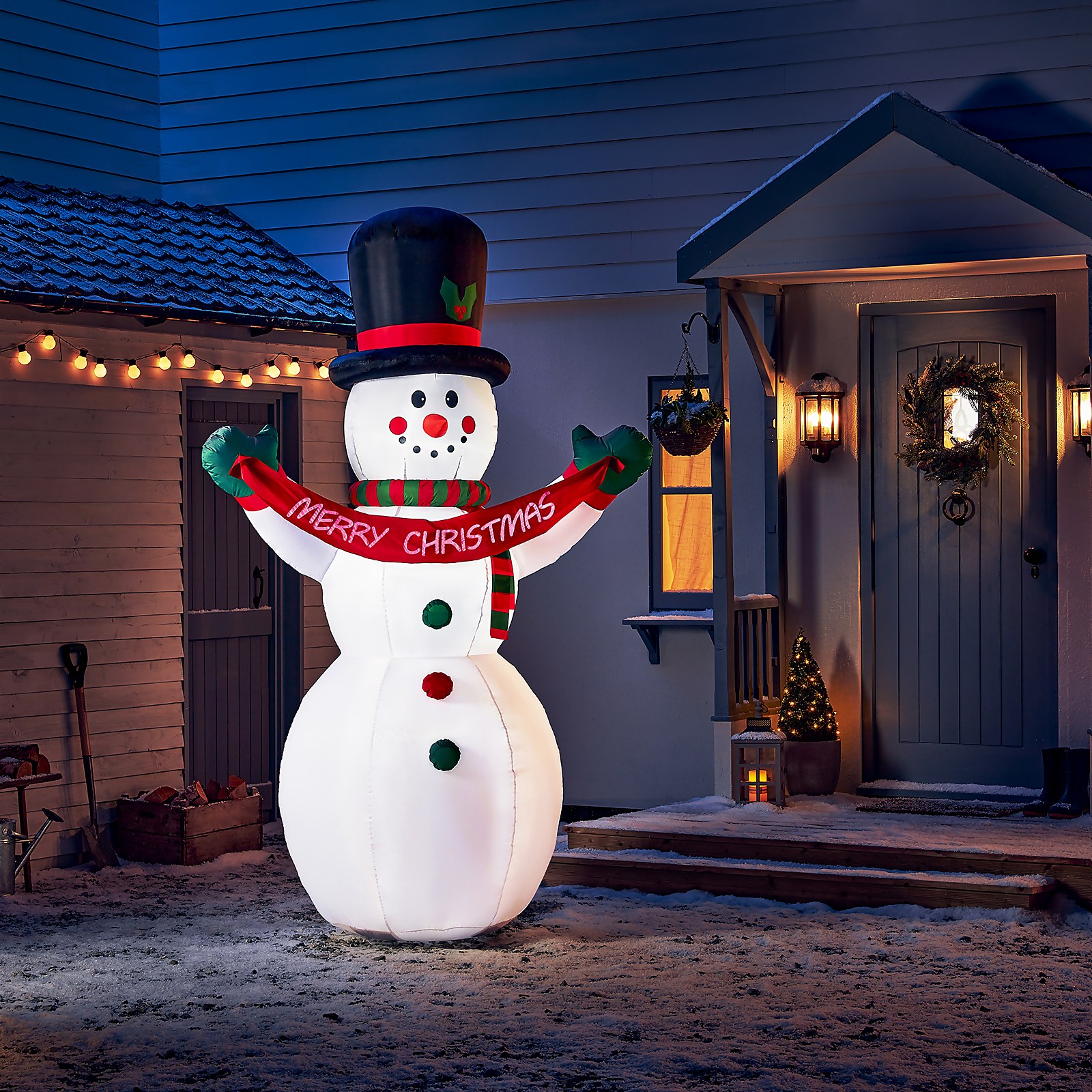 8ft Merry Christmas Snowman Outdoor Inflatable Decoration