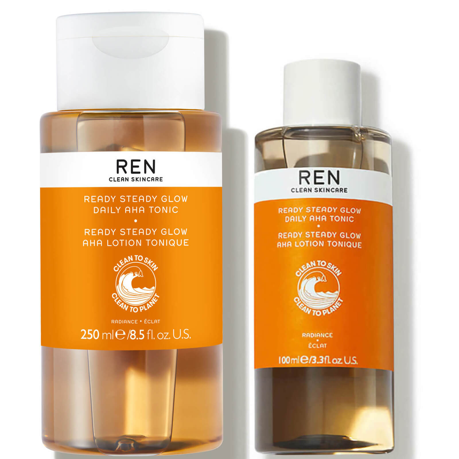 Ren Clean Skincare Ready Steady Glow Daily Aha Tonic Home And Away Duo In White