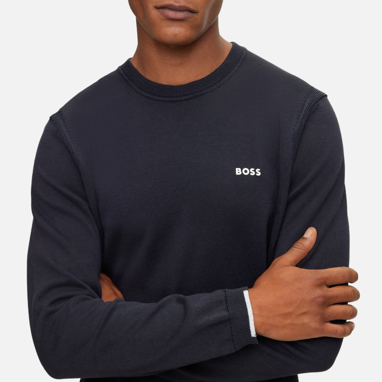 boss green ever-x crew neck cotton-blend sweatshirt - l