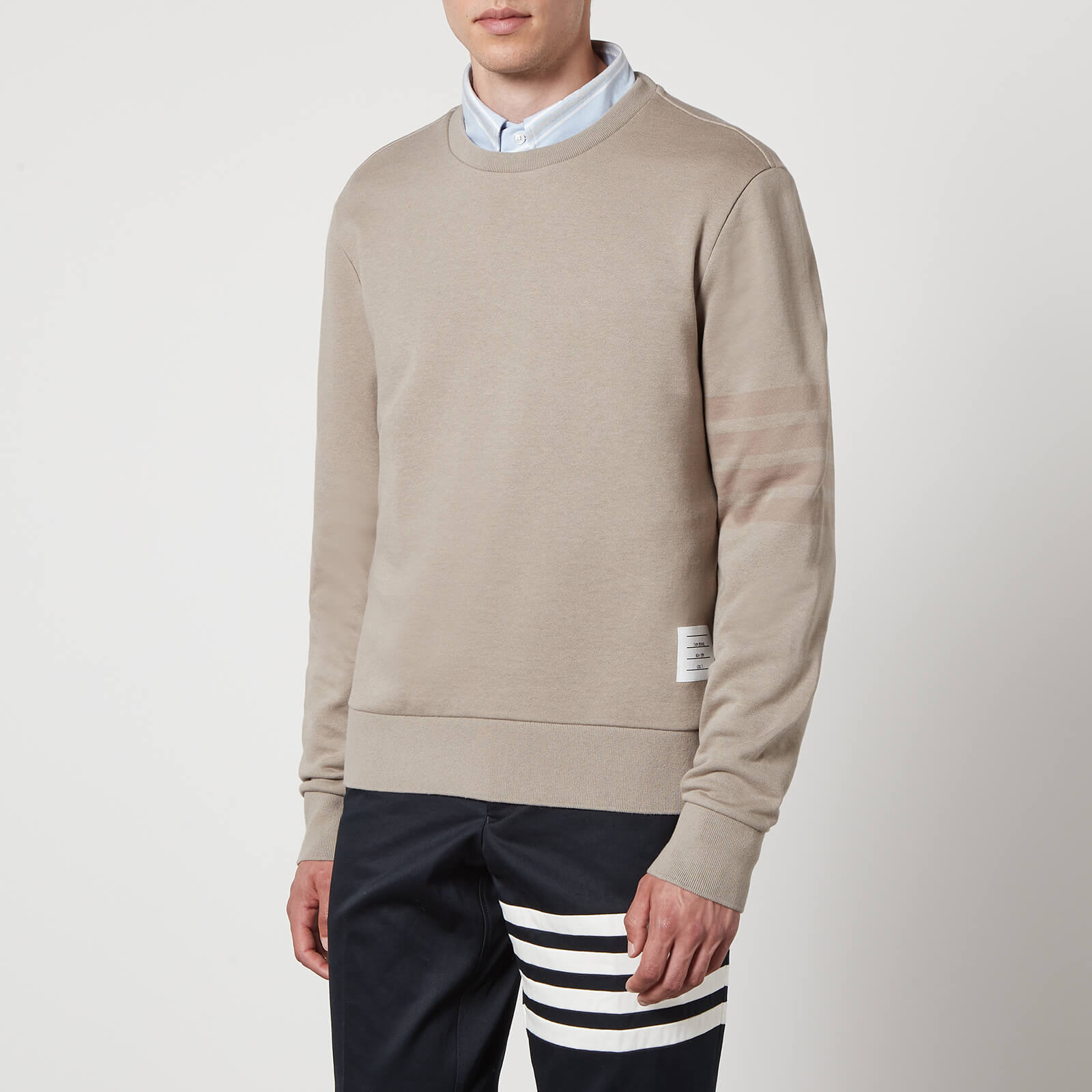 thom browne tonal 4 bar loopback cotton-jersey sweatshirt - 0/xs