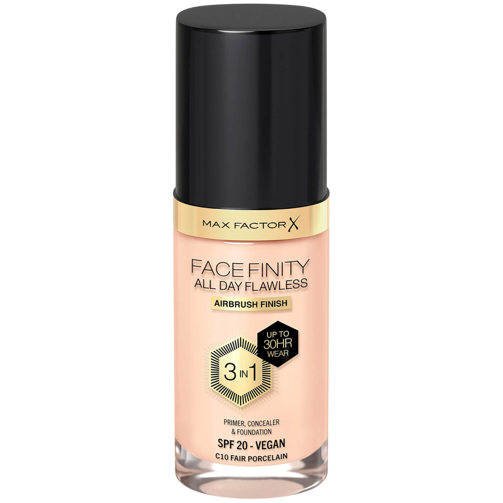 Max Factor Facefinity All Day Flawless 3 In 1 Vegan Foundation 30ml (various Shades) - C10 - Fair Porcelain