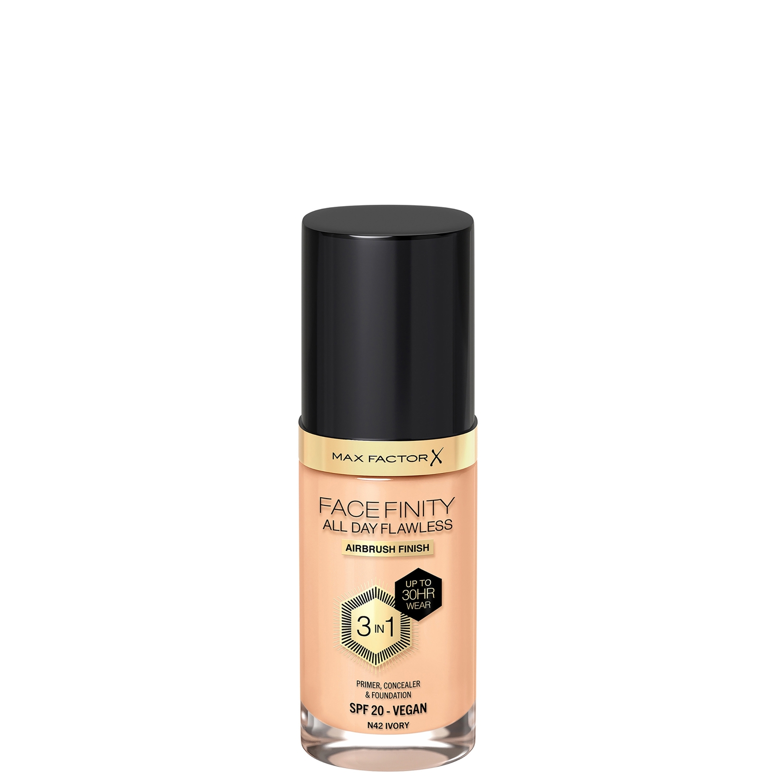 

Max Factor Facefinity All Day Flawless 3 in 1 Vegan Foundation 30ml (Various Shades) - N42 - IVORY