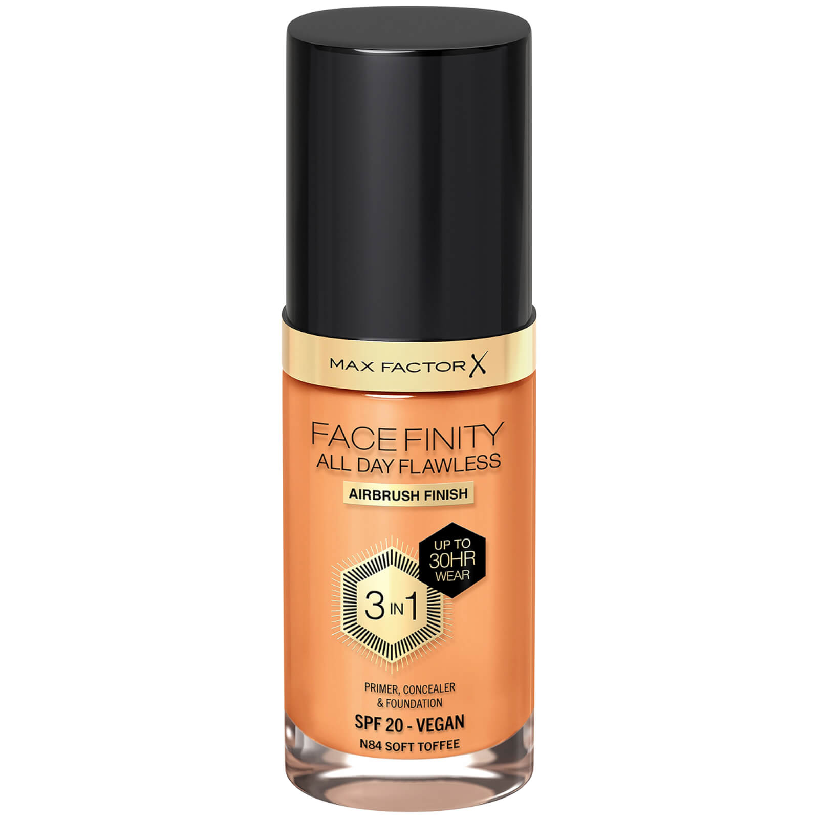 Max Factor Facefinity All Day Flawless 3 In 1 Vegan Foundation 30ml (various Shades) - N84 - Soft Toffee