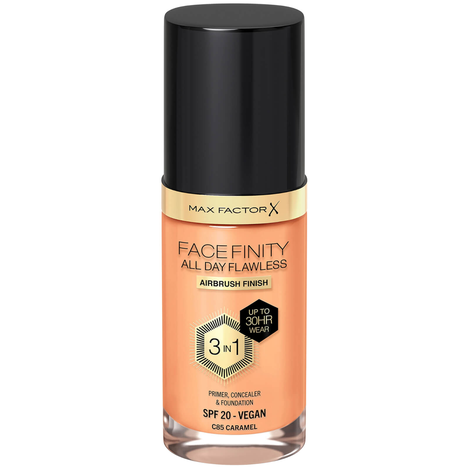 Max Factor Facefinity All Day Flawless 3 in 1 Vegan Foundation 30ml (Various Shades) - C85 - CARAMEL