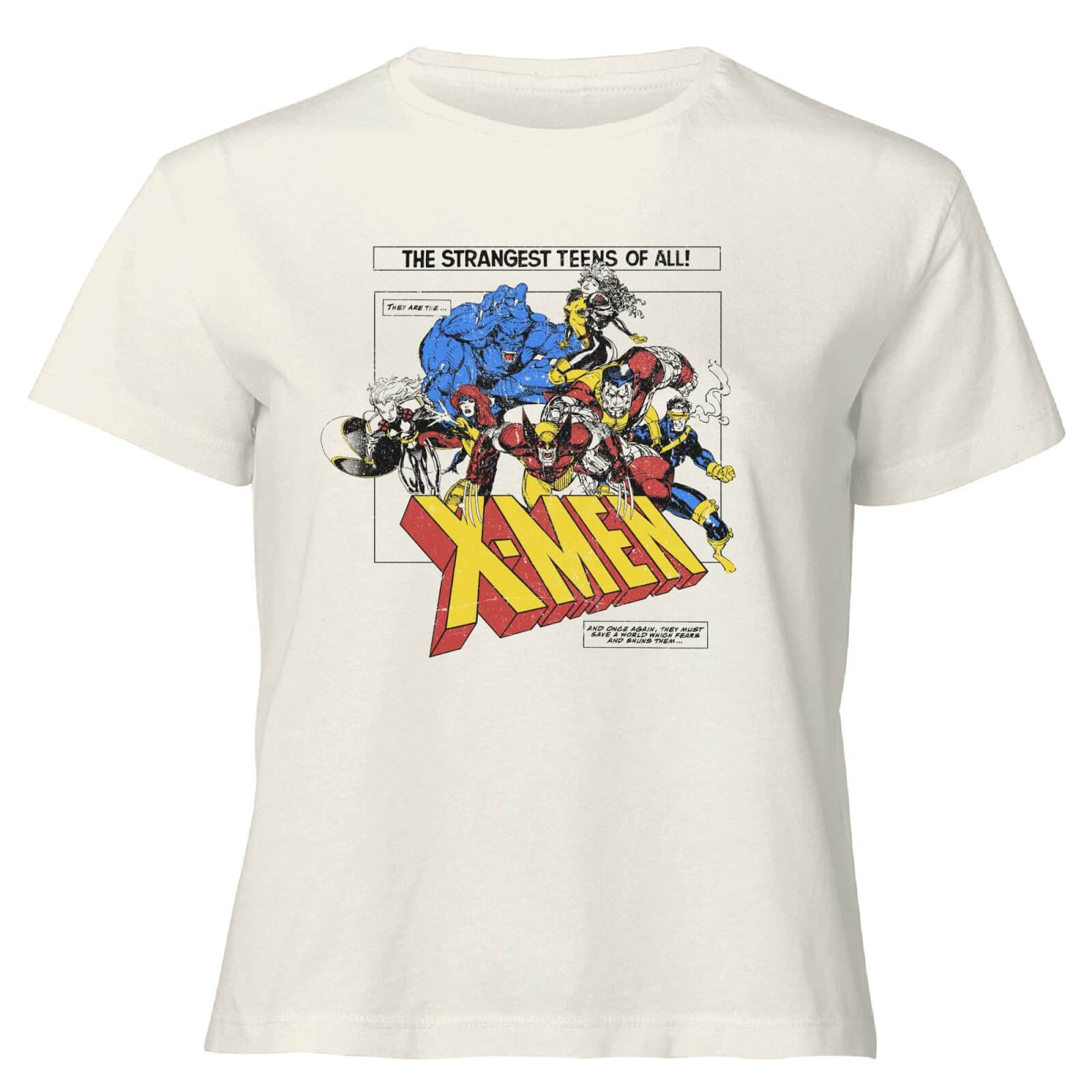 X-Men Retro Team Up  Women's Cropped T-Shirt - Cream - S