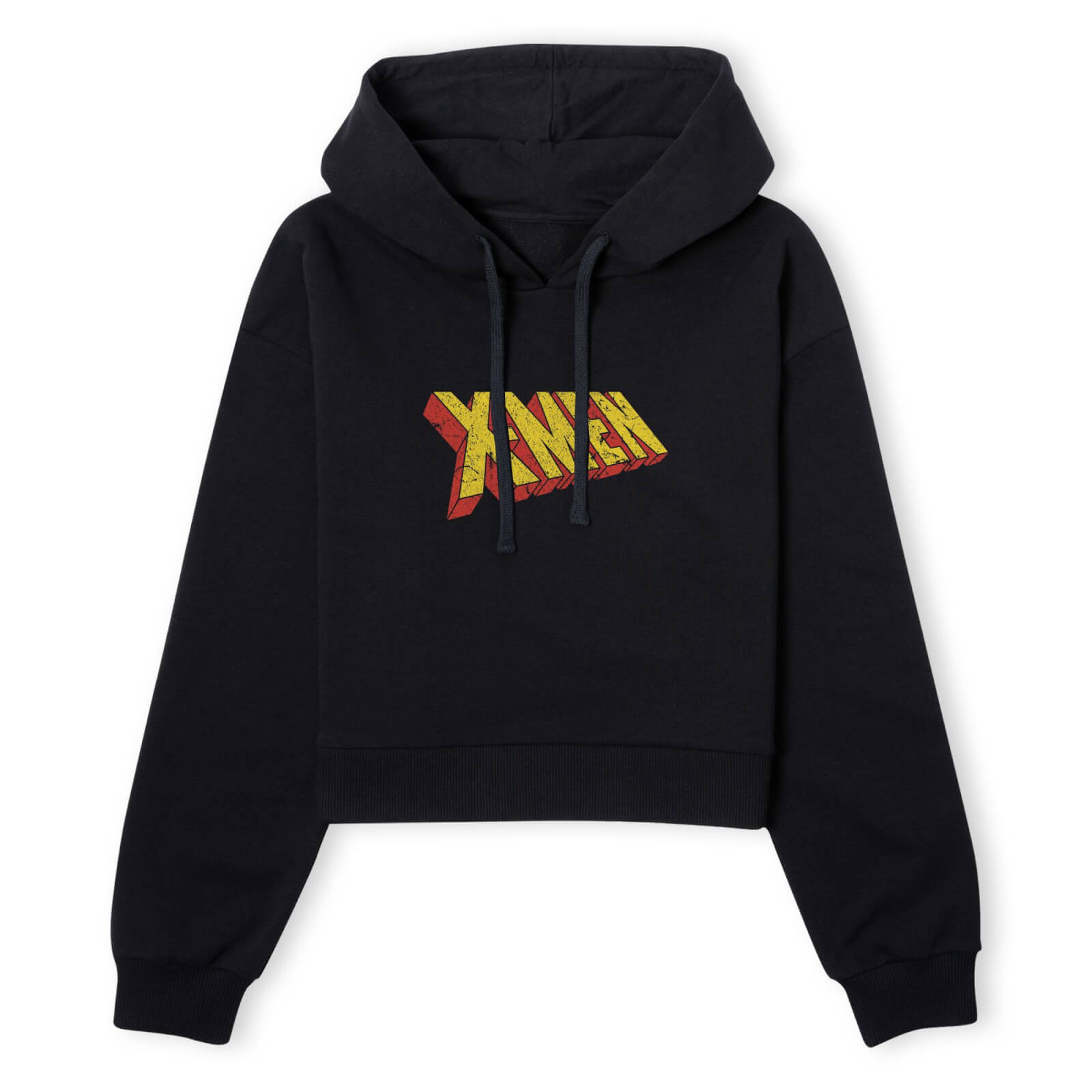 X-Men Retro Logo Women's Cropped Hoodie - Black - L