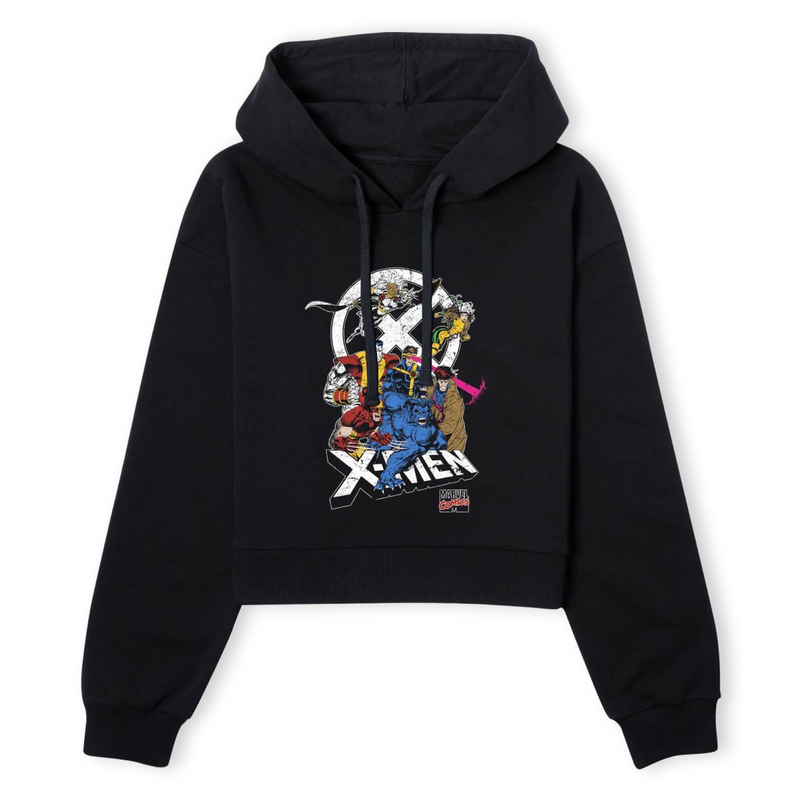 X-Men Super Team  Women's Cropped Hoodie - Black - XS