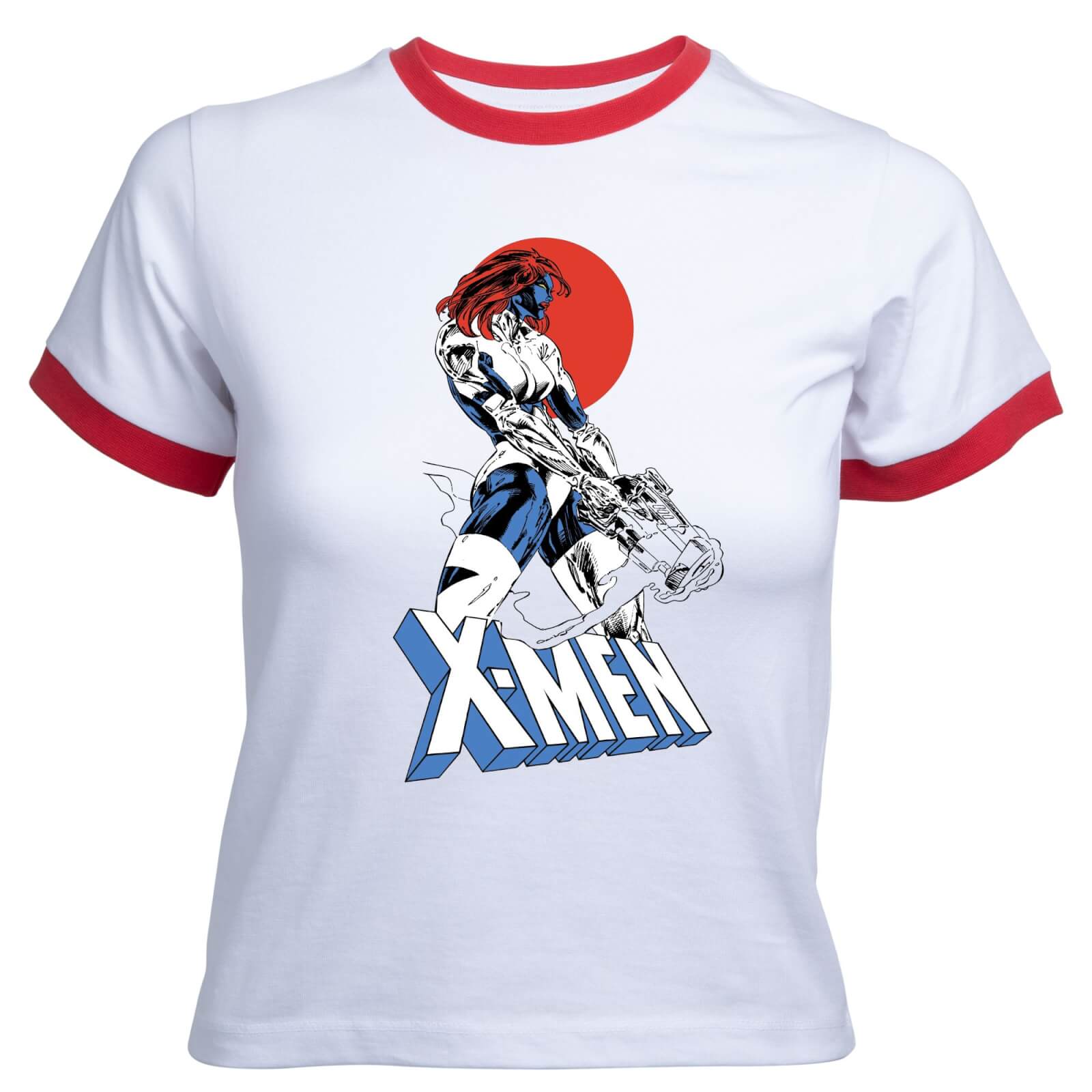 

X-Men Mystique Women's Cropped Ringer T-Shirt - White Red - XL