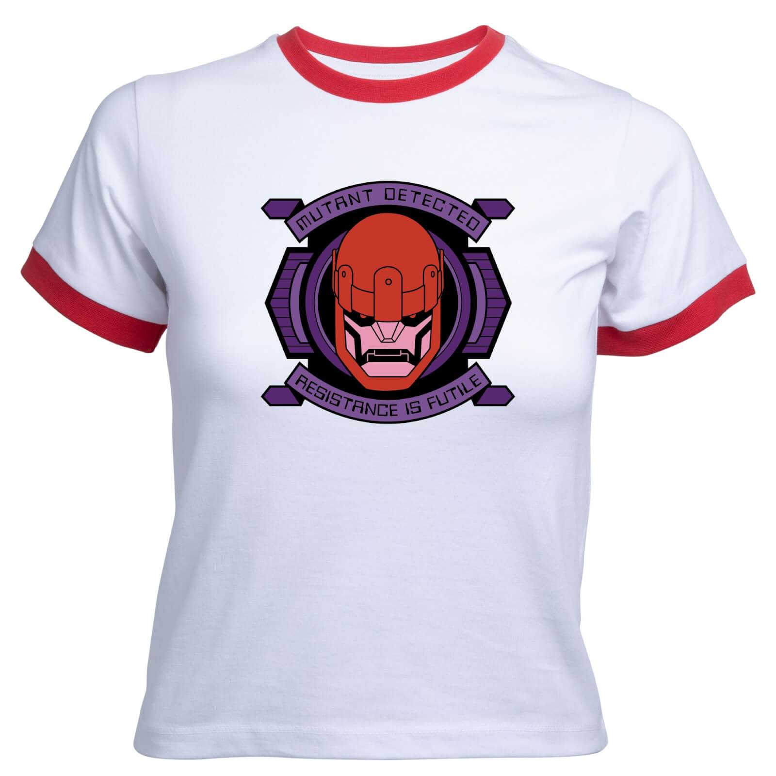 

X-Men Sentinel Attack Women's Cropped Ringer T-Shirt - White Red - L