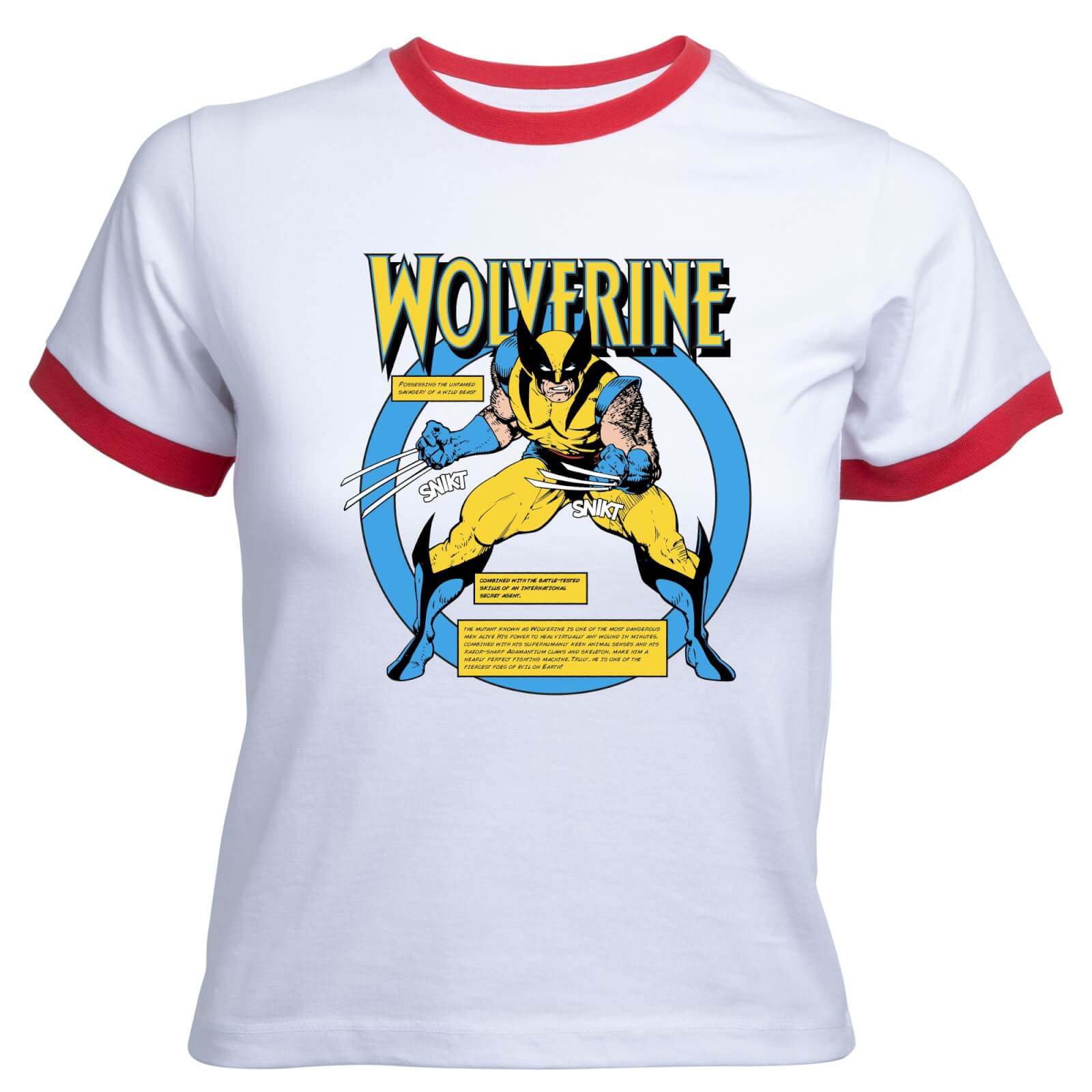 

X-Men Wolverine Bio Women's Cropped Ringer T-Shirt - White Red - L