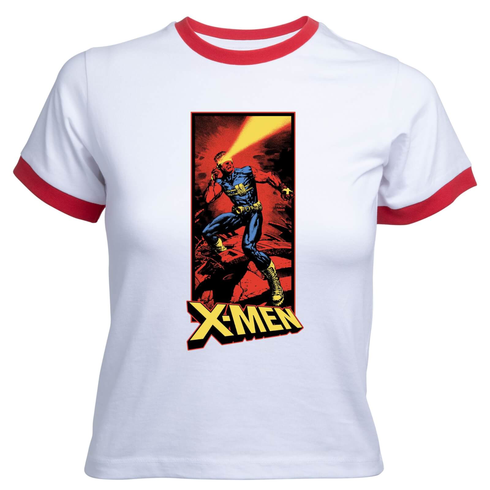 

X-Men Cyclops Energy Beam Women's Cropped Ringer T-Shirt - White Red - L
