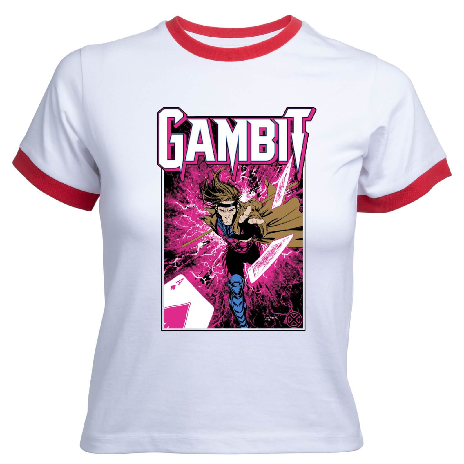 

X-Men Gambit Women's Cropped Ringer T-Shirt - White Red - M