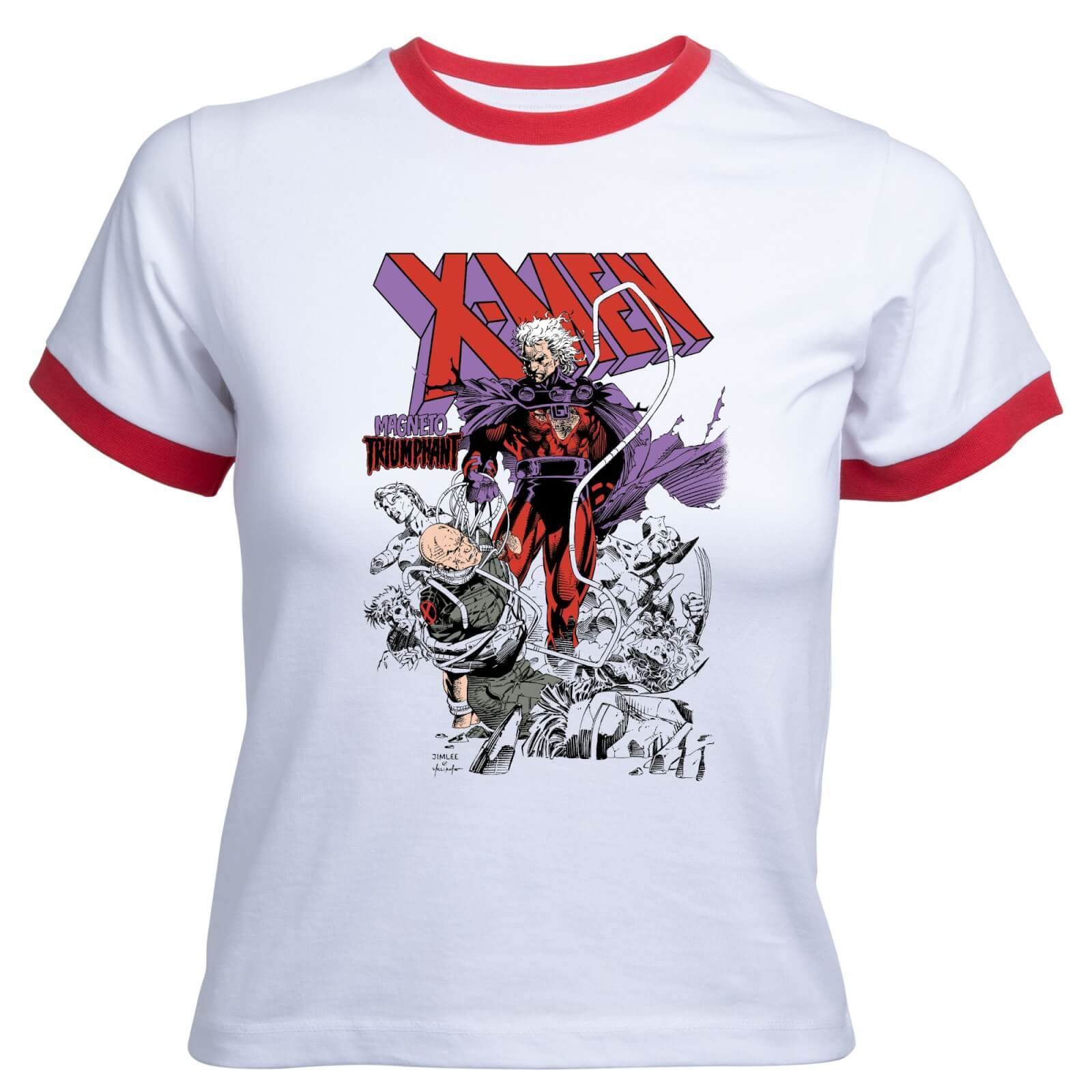 

X-Men Magneto Triumphant Women's Cropped Ringer T-Shirt - White Red - XL