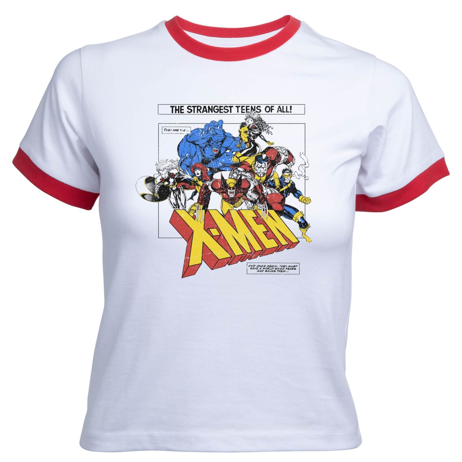 X-Men Retro Team Up Women's Cropped Ringer T-Shirt - White Red - L