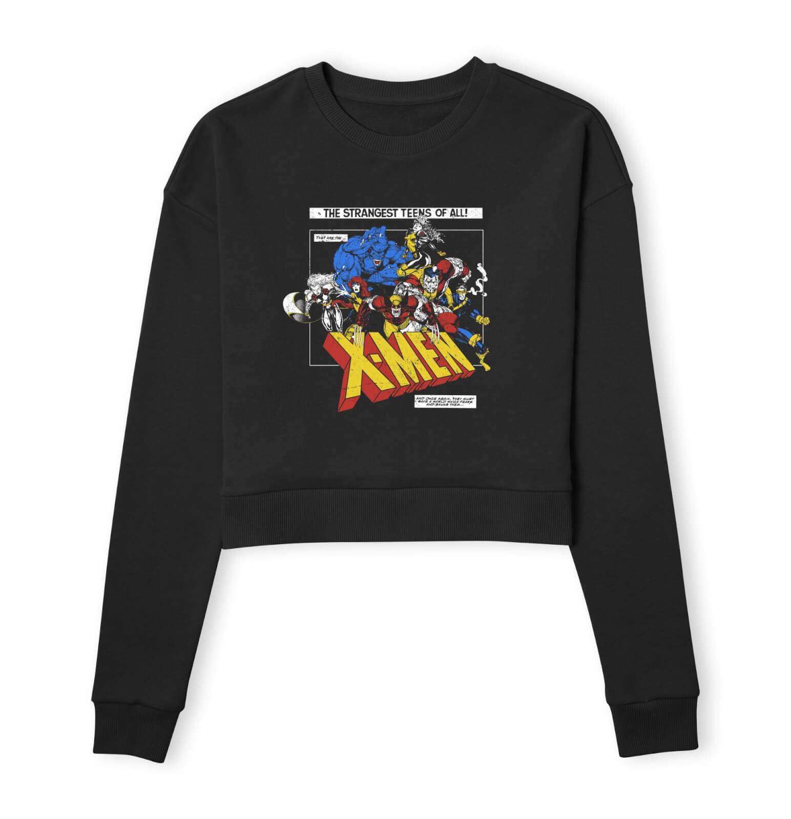 X-Men Retro Team Up Women's Cropped Sweatshirt - Black - M