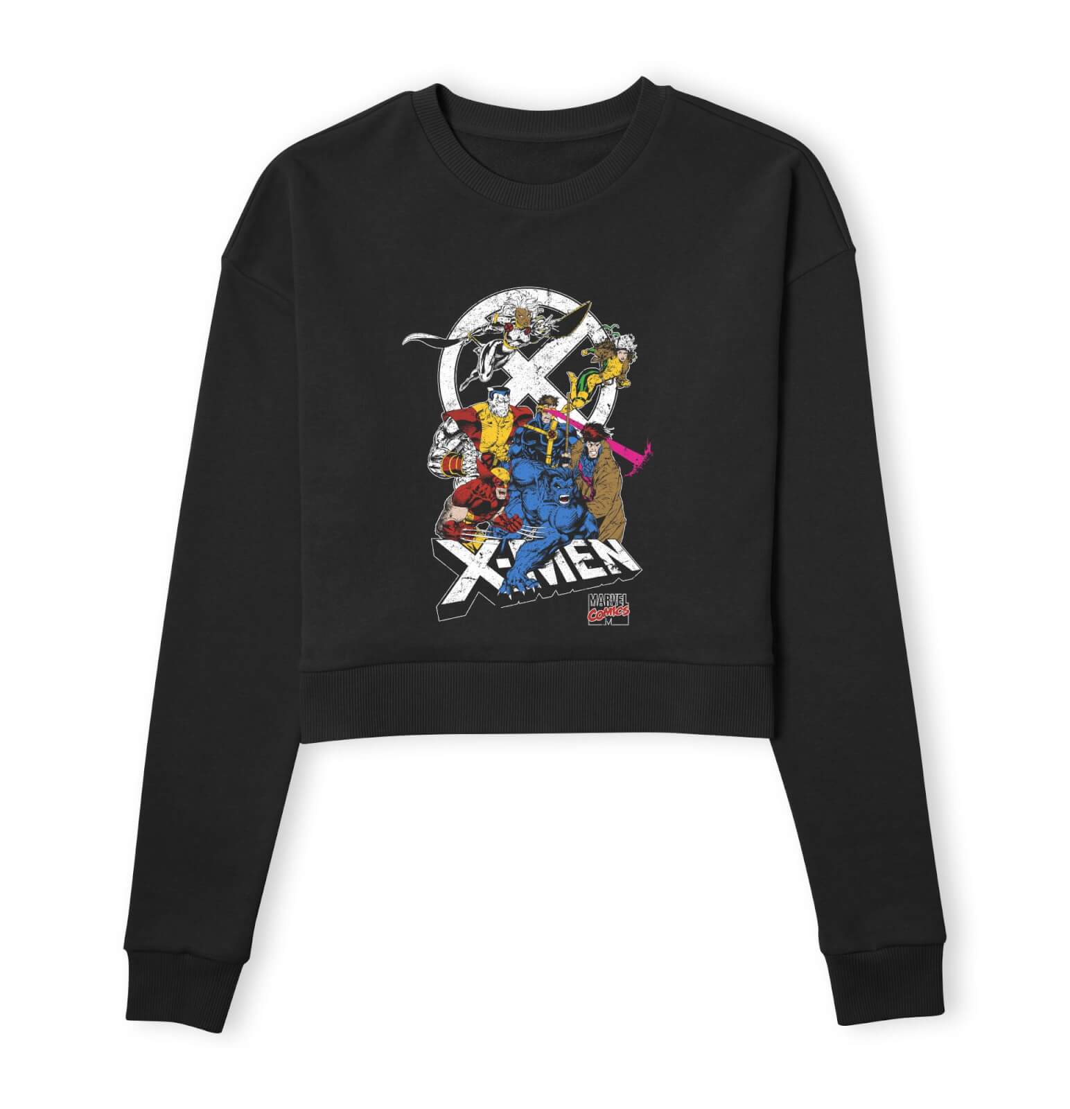 X-Men Super Team Women's Cropped Sweatshirt - Black - L