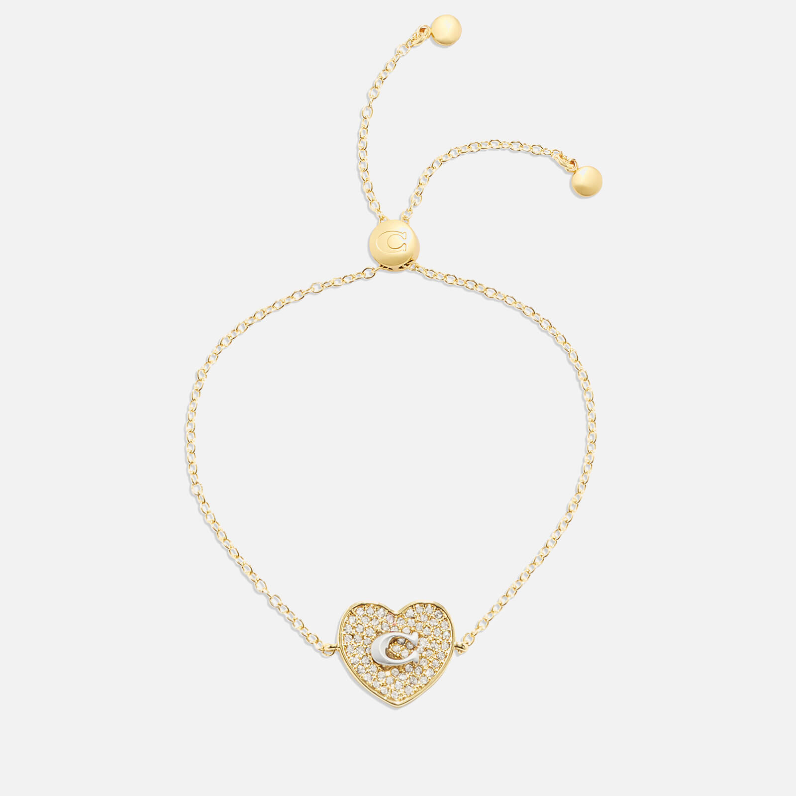 Image of Coach Signature Heart Gold-Plated and Crystal Bracelet