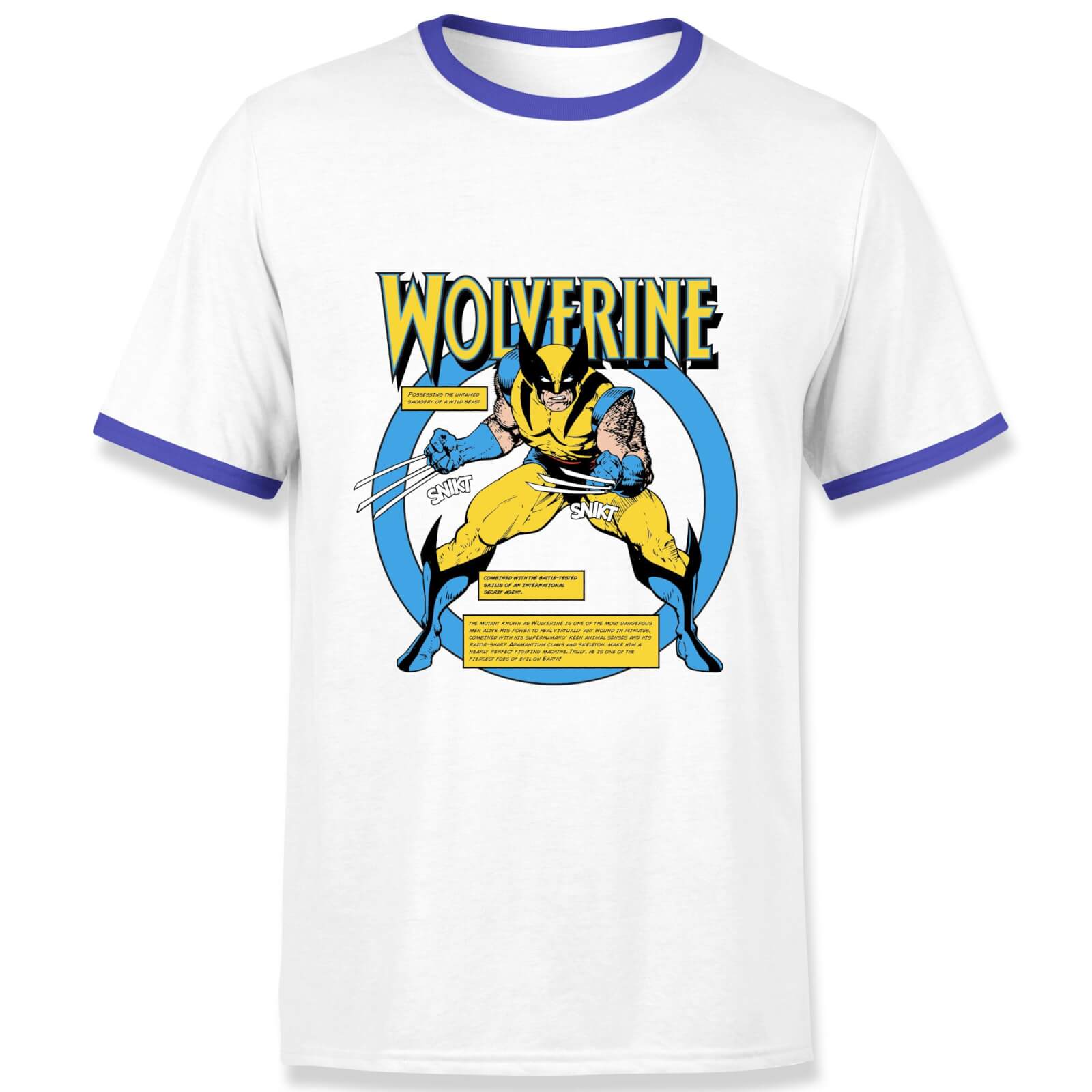 X-Men Wolverine Bio Men's Ringer T-Shirt - White/Navy - S