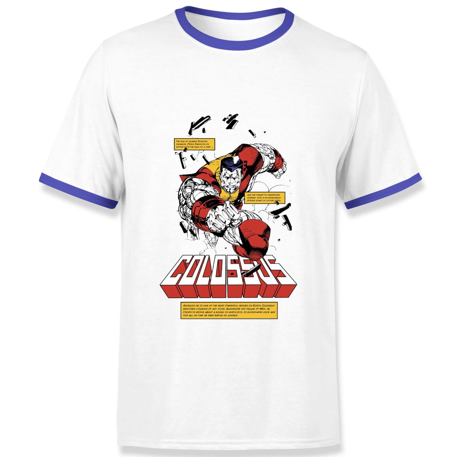 

X-Men Colossus Bio Men's Ringer T-Shirt - White/Navy - XXL