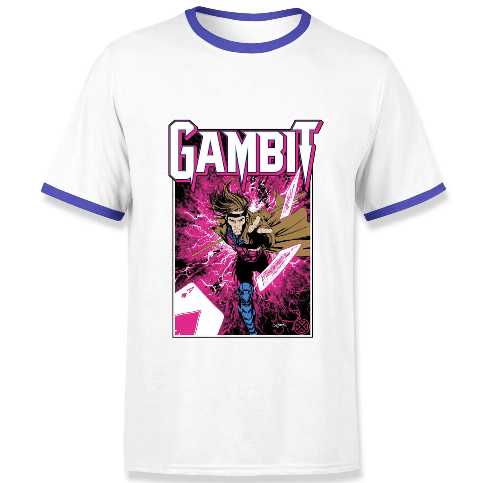 X-Men Gambit Men's Ringer T-Shirt - White/Navy - XL