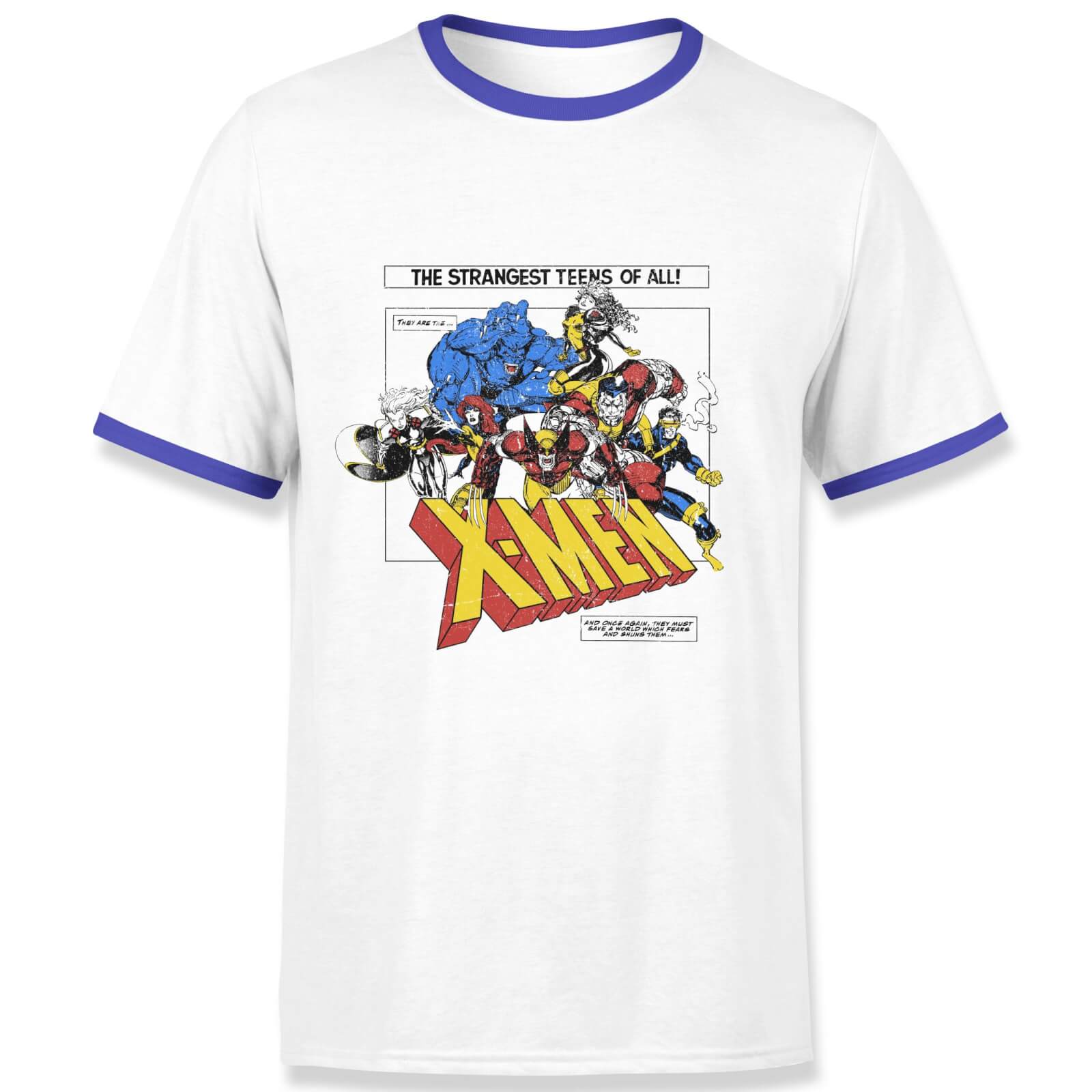 

X-Men Retro Team Up Men's Ringer T-Shirt - White/Navy - S