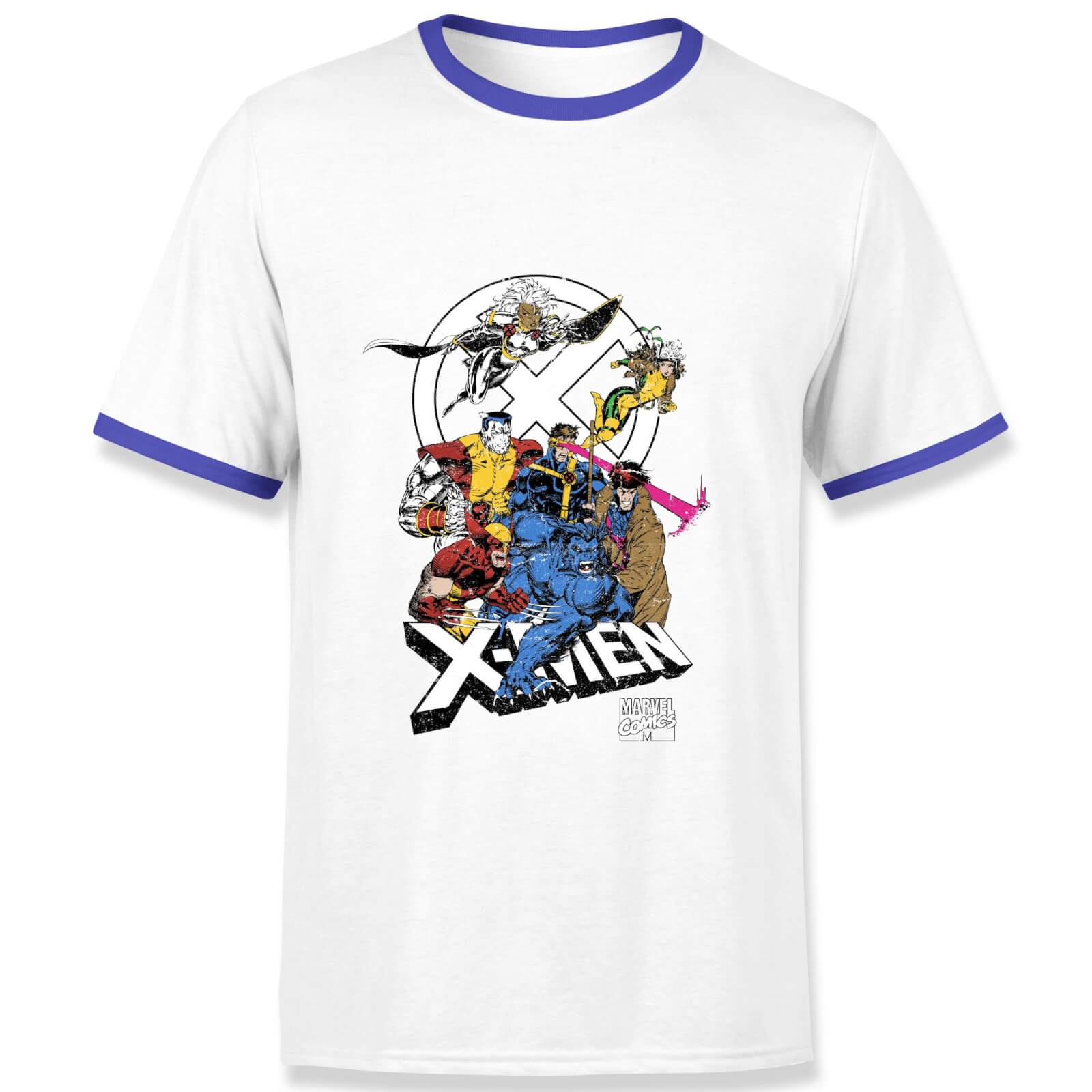 

X-Men Super Team Men's Ringer T-Shirt - White/Navy - M