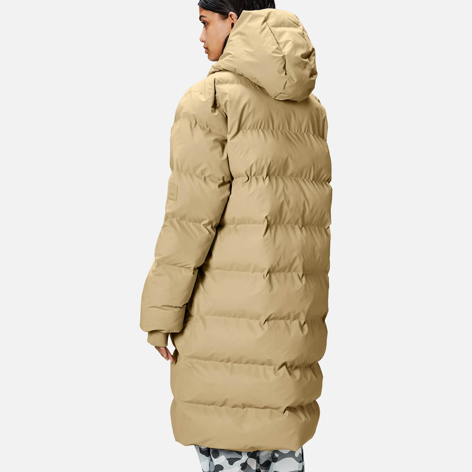 Rains Women's Alta Long Coated-Shell Puffer Jacket - L