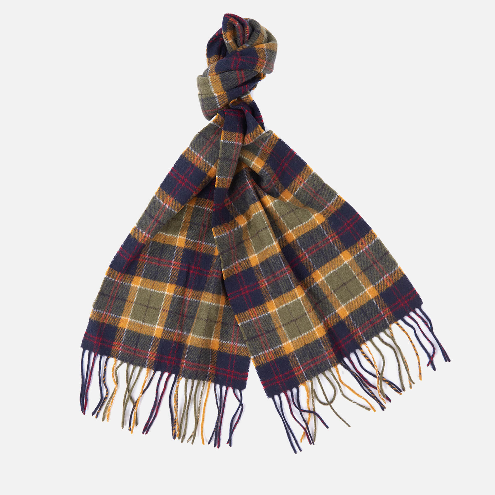 Image of Barbour Men's Tartan Lambswool Scarf - Green/Navy/Red