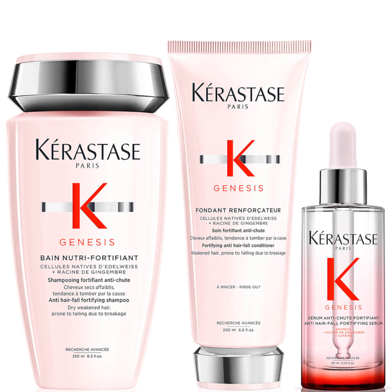 Kerastase Genesis Shampoo, Conditioner and Serum Hair Trio Routine