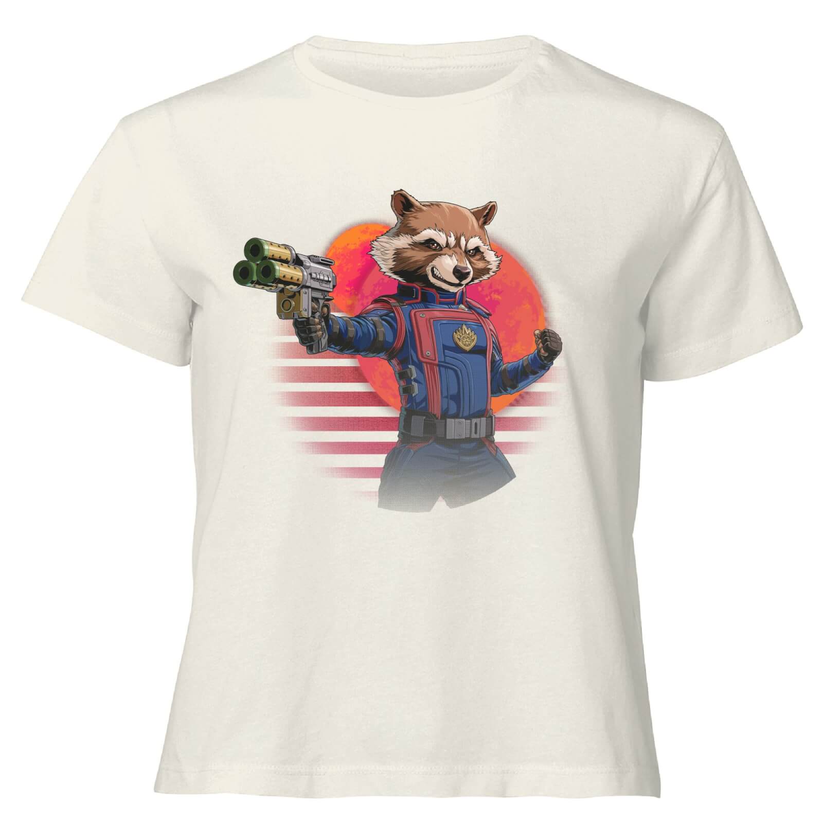 Guardians of the Galaxy Retro Rocket Raccoon Women's Cropped T-Shirt - Cream - L