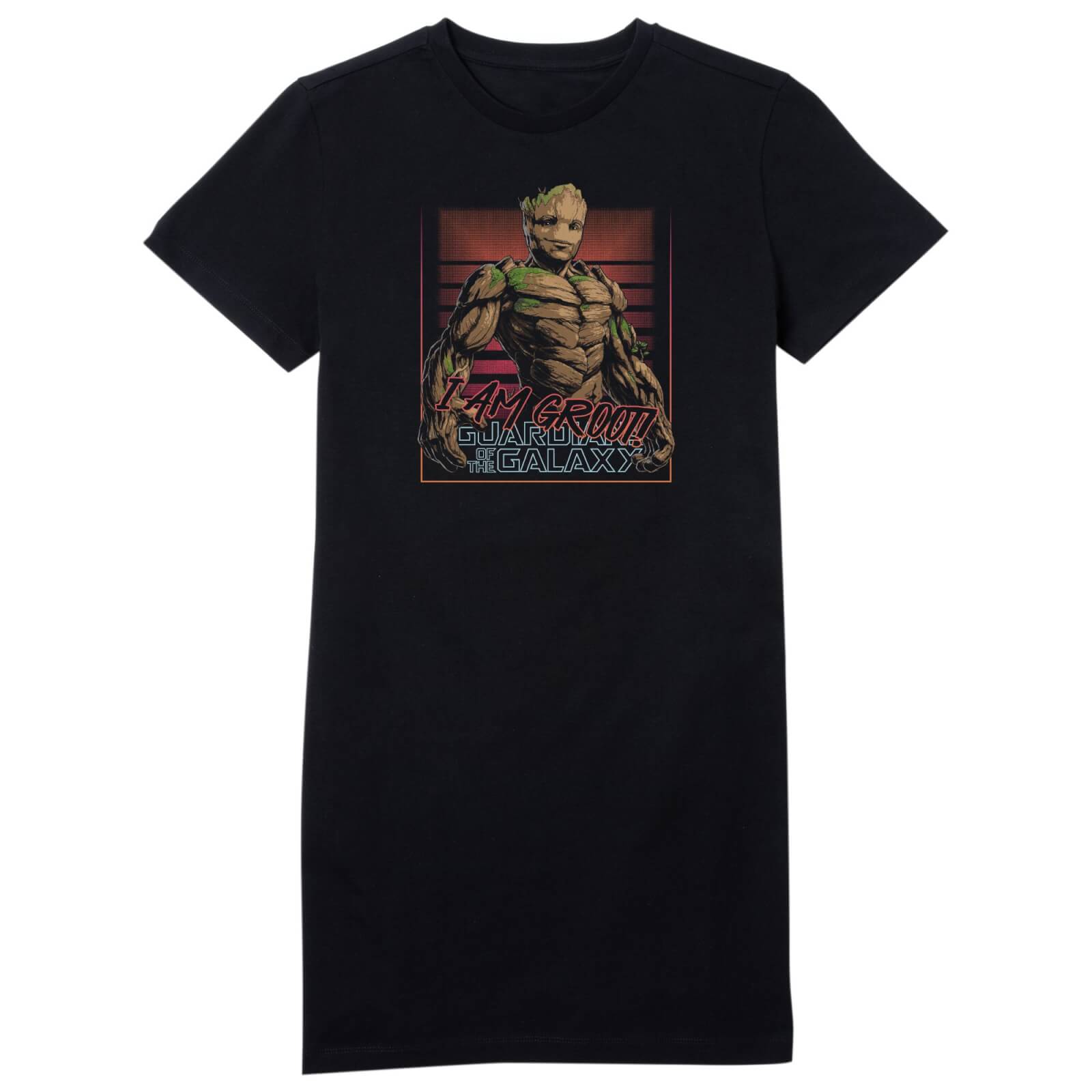 Guardians of the Galaxy I Am Retro Groot! Women's T-Shirt Dress - Black - S