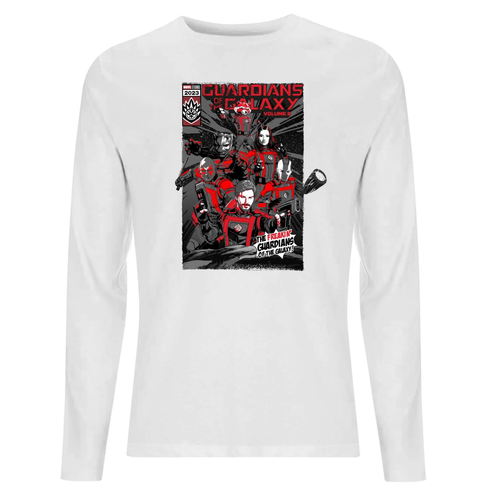 Guardians of the Galaxy The Freakin' Comic Book Cover Men's Long Sleeve T-Shirt - White - XXL