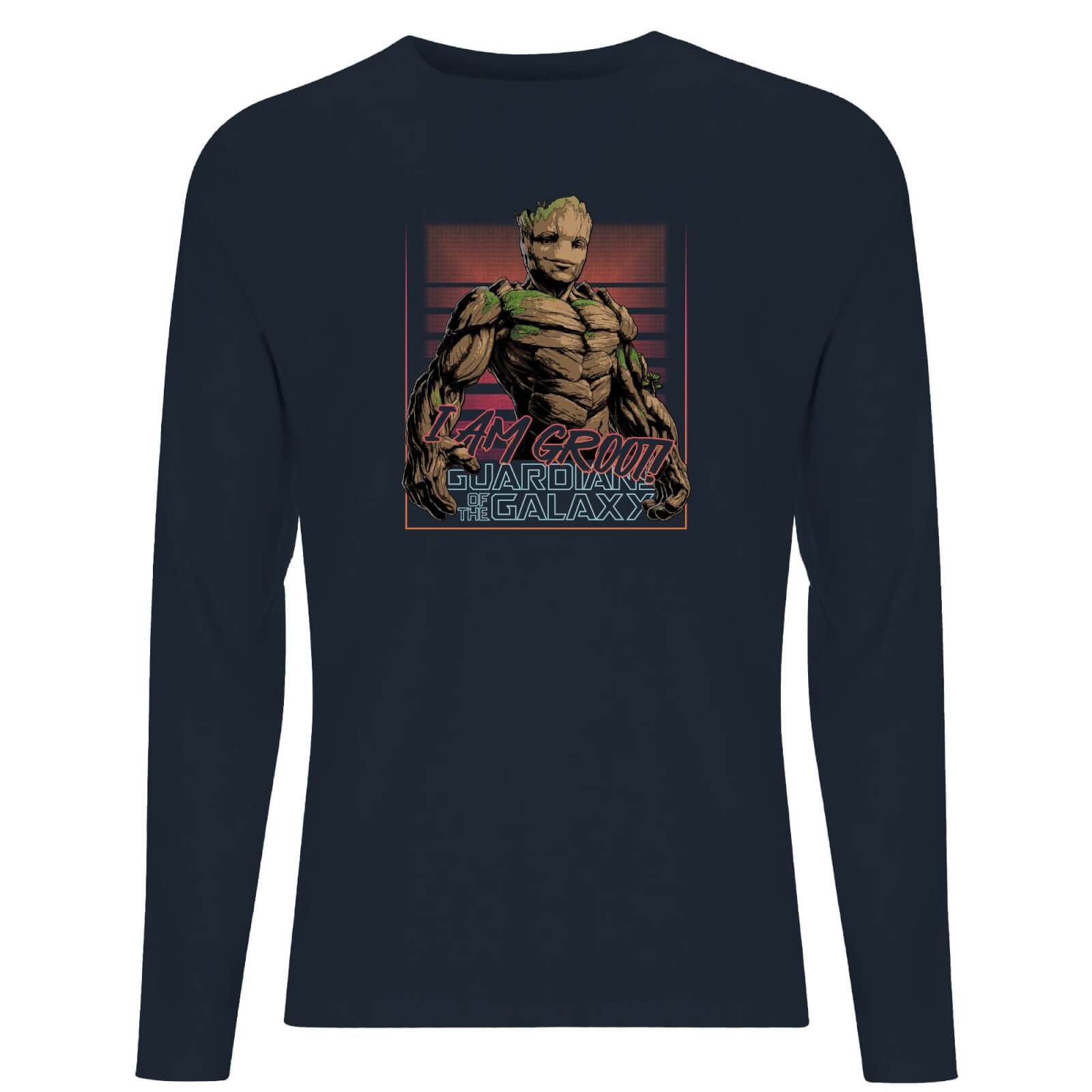 Guardians of the Galaxy I Am Retro Groot! Men's Long Sleeve T-Shirt - Navy - S