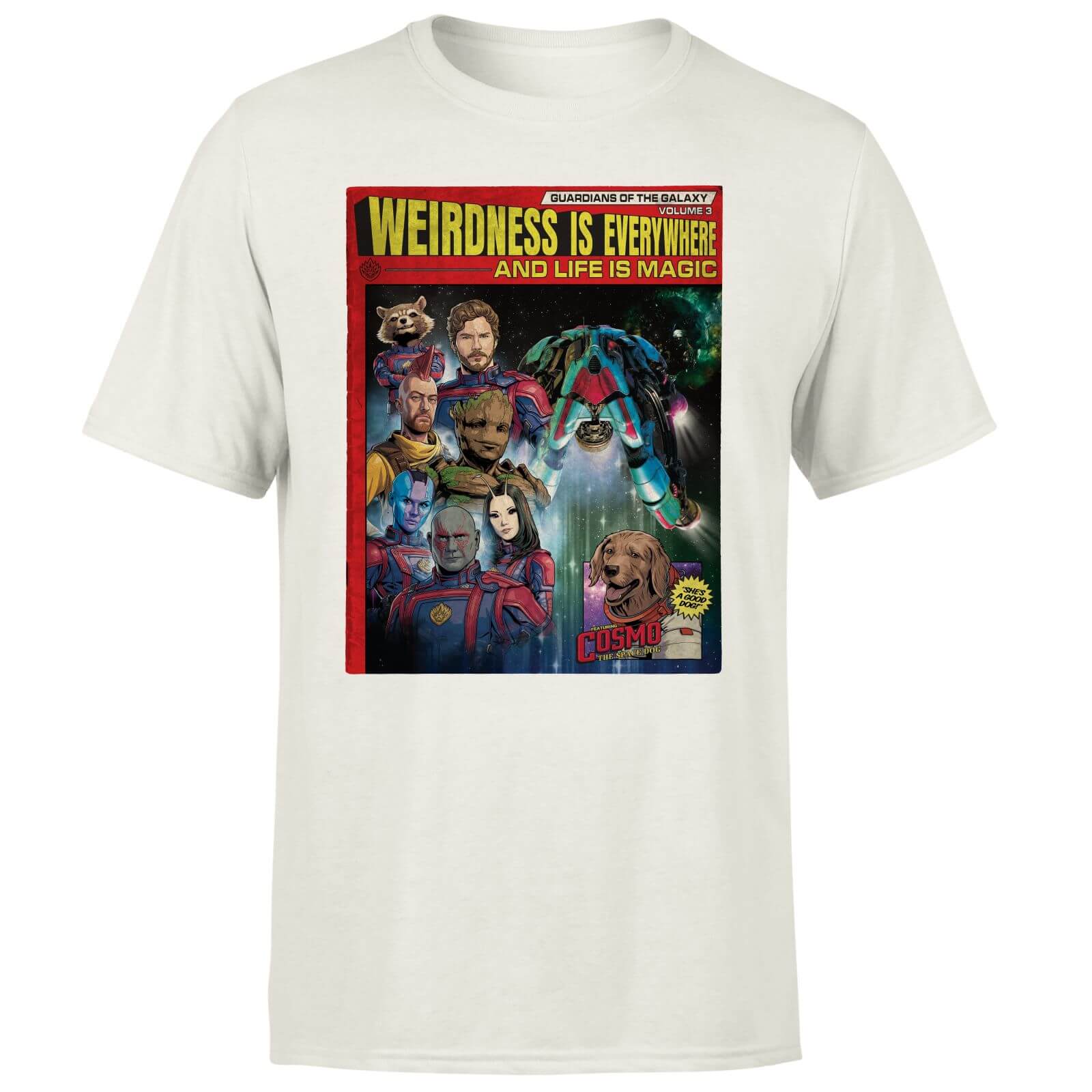 Guardians of the Galaxy Weirdness Is Everywhere Comic Book Cover Men's T-Shirt - Cream - XXL