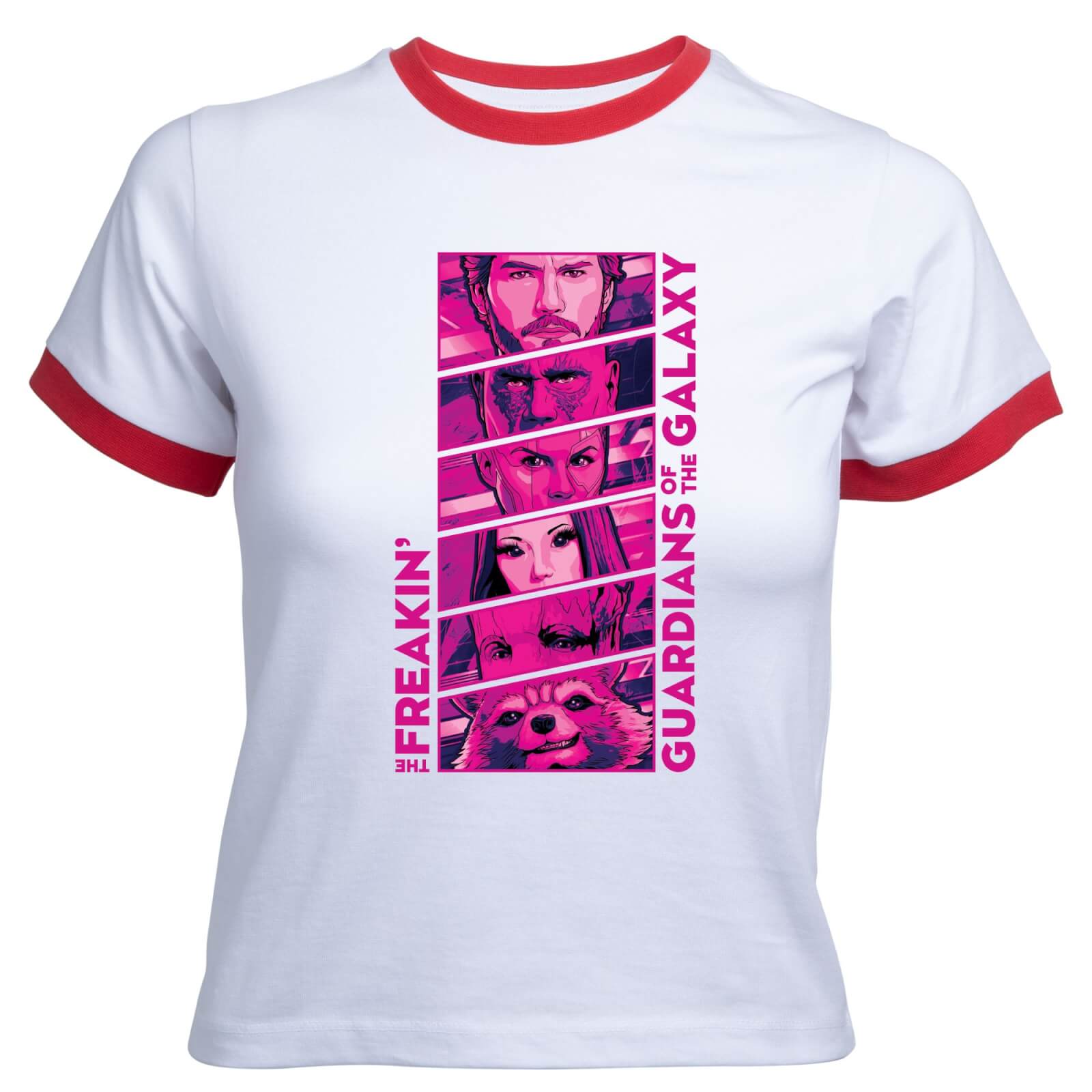 

Guardians of the Galaxy Faces Women's Cropped Ringer T-Shirt - White Red - XXL