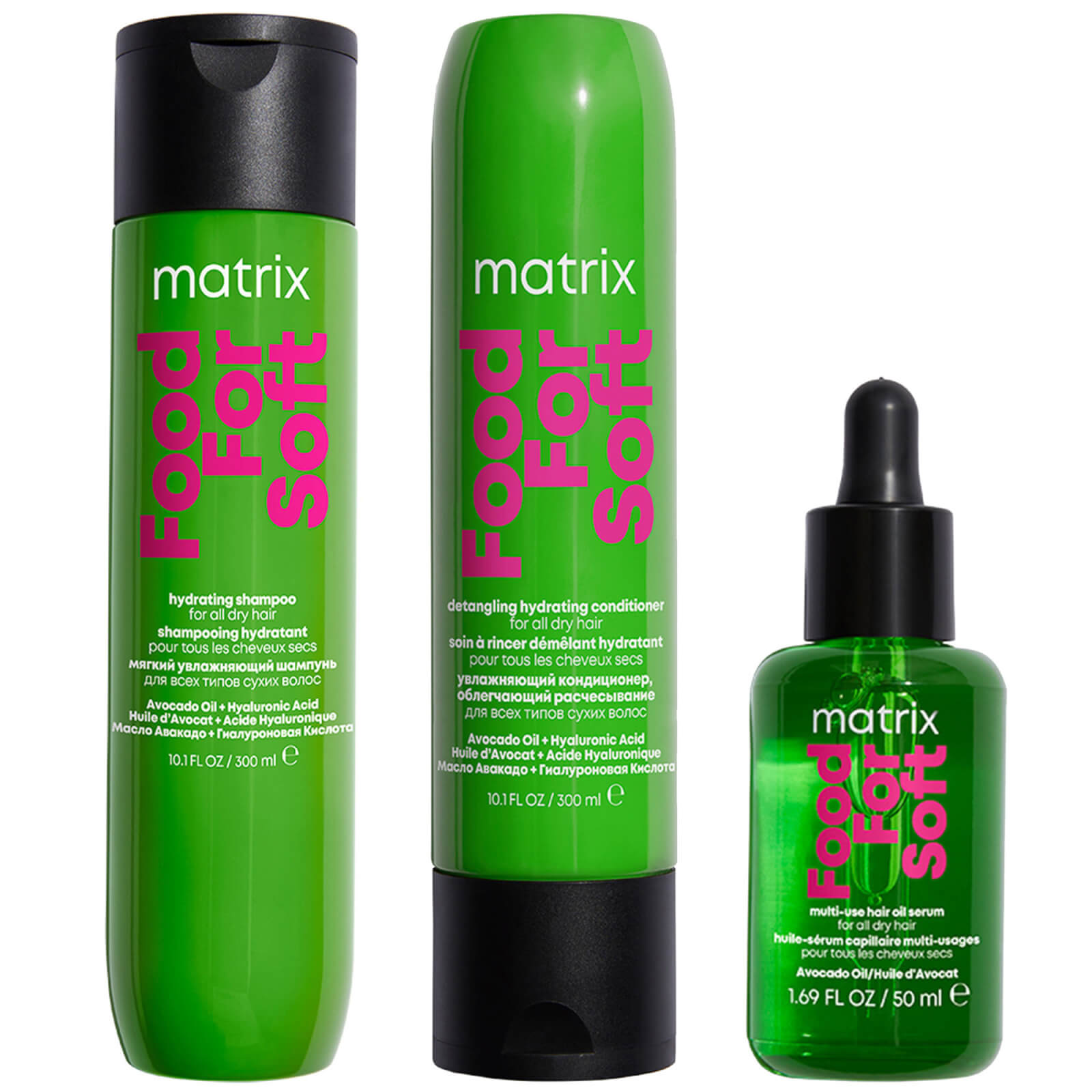 Matrix Food For Soft Hydrating Shampoo, Conditioner And Hair Oil With Avocado Oil And Hyaluronic Acid For D