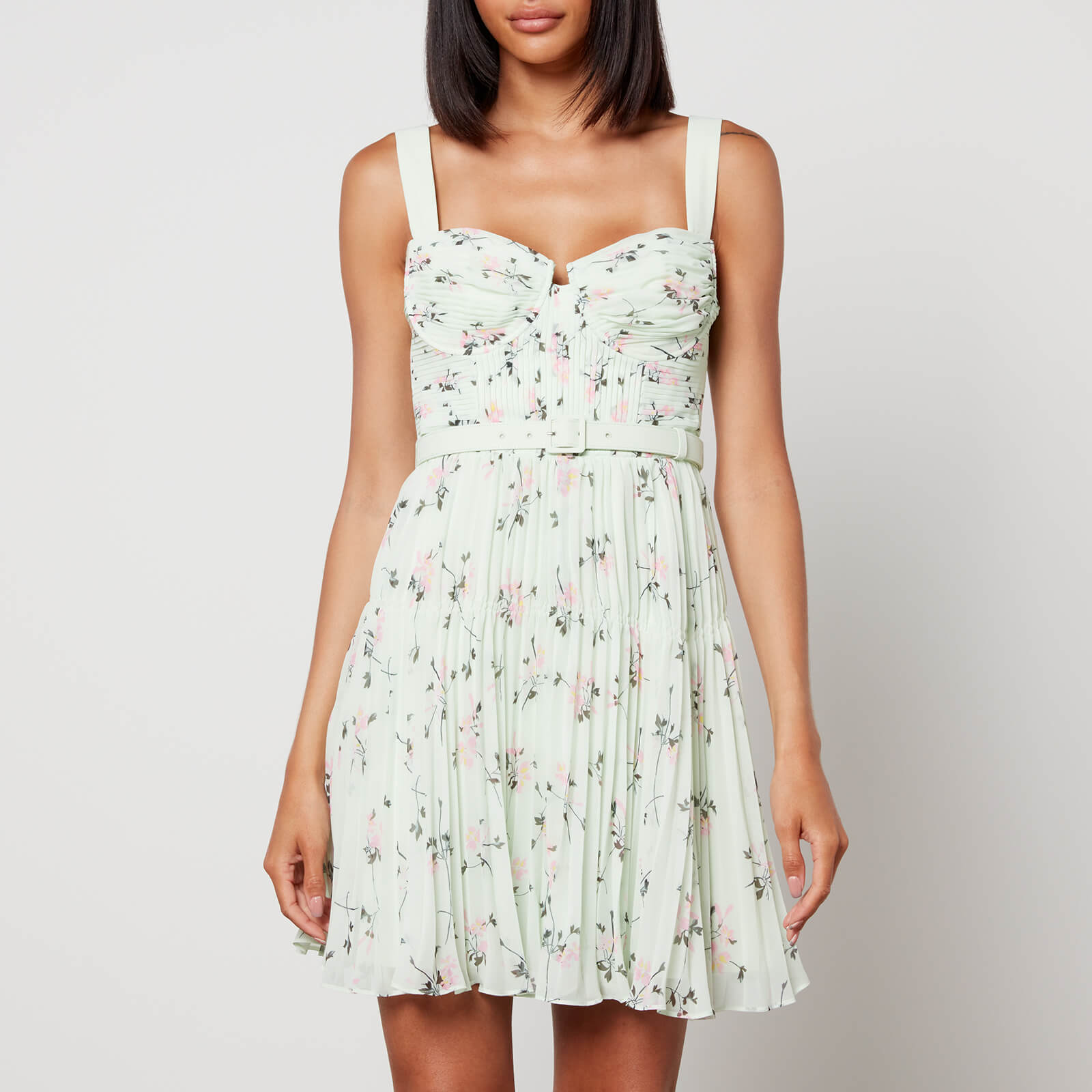Self-Portrait Floral-Printed Chiffon Mini Dress - UK 12/US 8