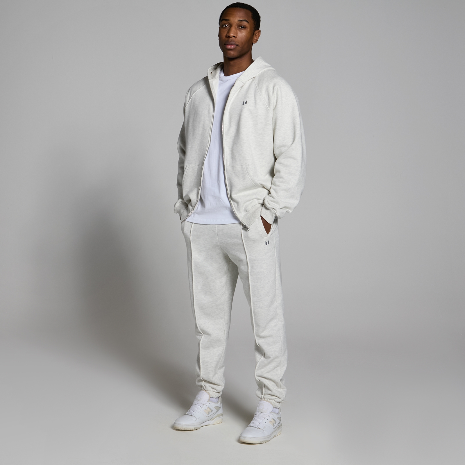 5059883273280 - Herren Lifestyle robuste Oversized Jogginghose – Hellgrau meliert - L