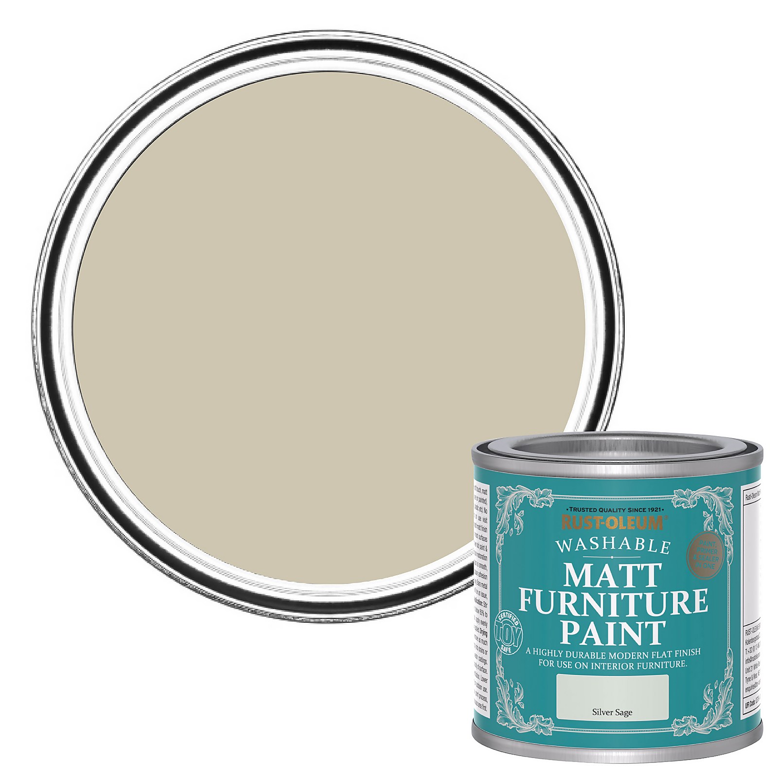 Rust-Oleum Matt Furniture Paint Silver Sage - 125ml