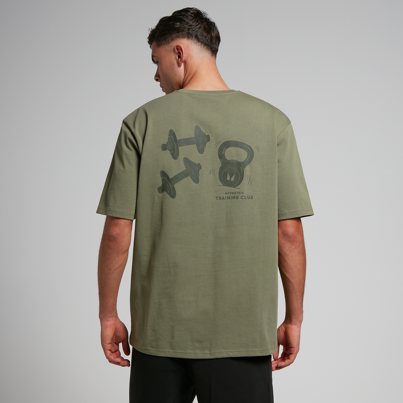 T-shirt oversize con stampa MP Tempo da uomo - Verde oliva - XL