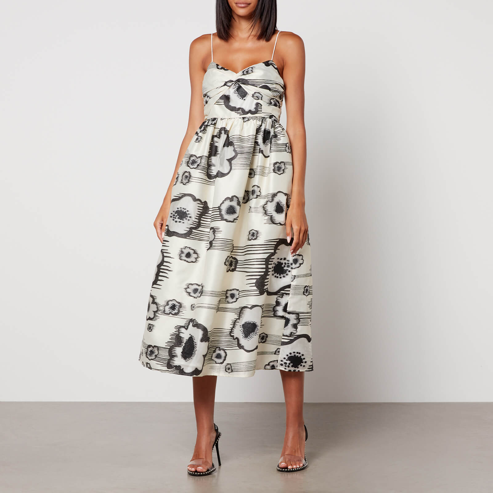 Stine Goya Abby Floral-Print Satin Midi Dress - S