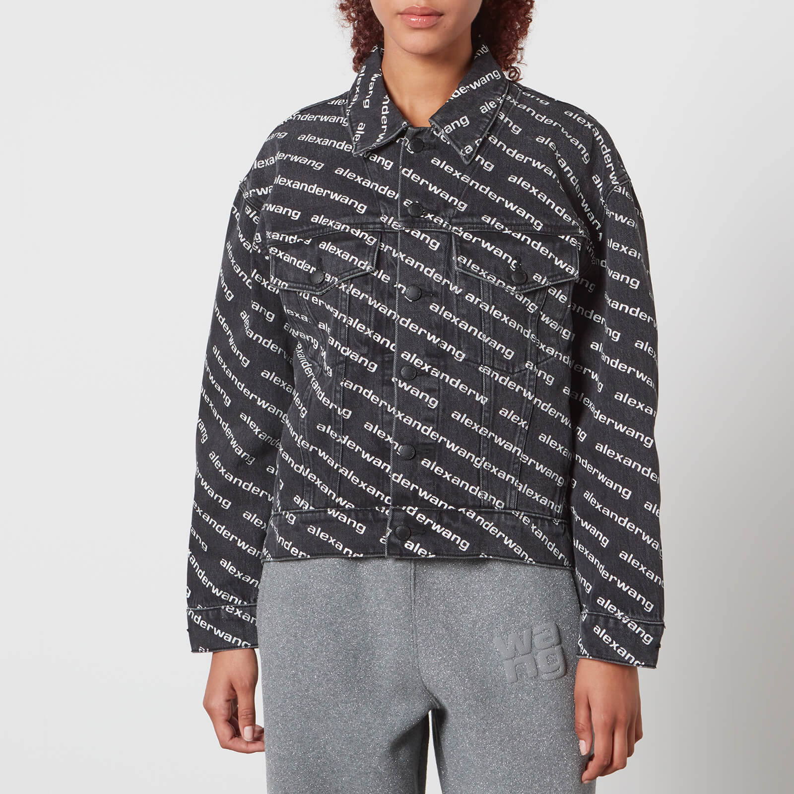 Alexander Wang Falling Back Logo-Print Denim Jacket - XS